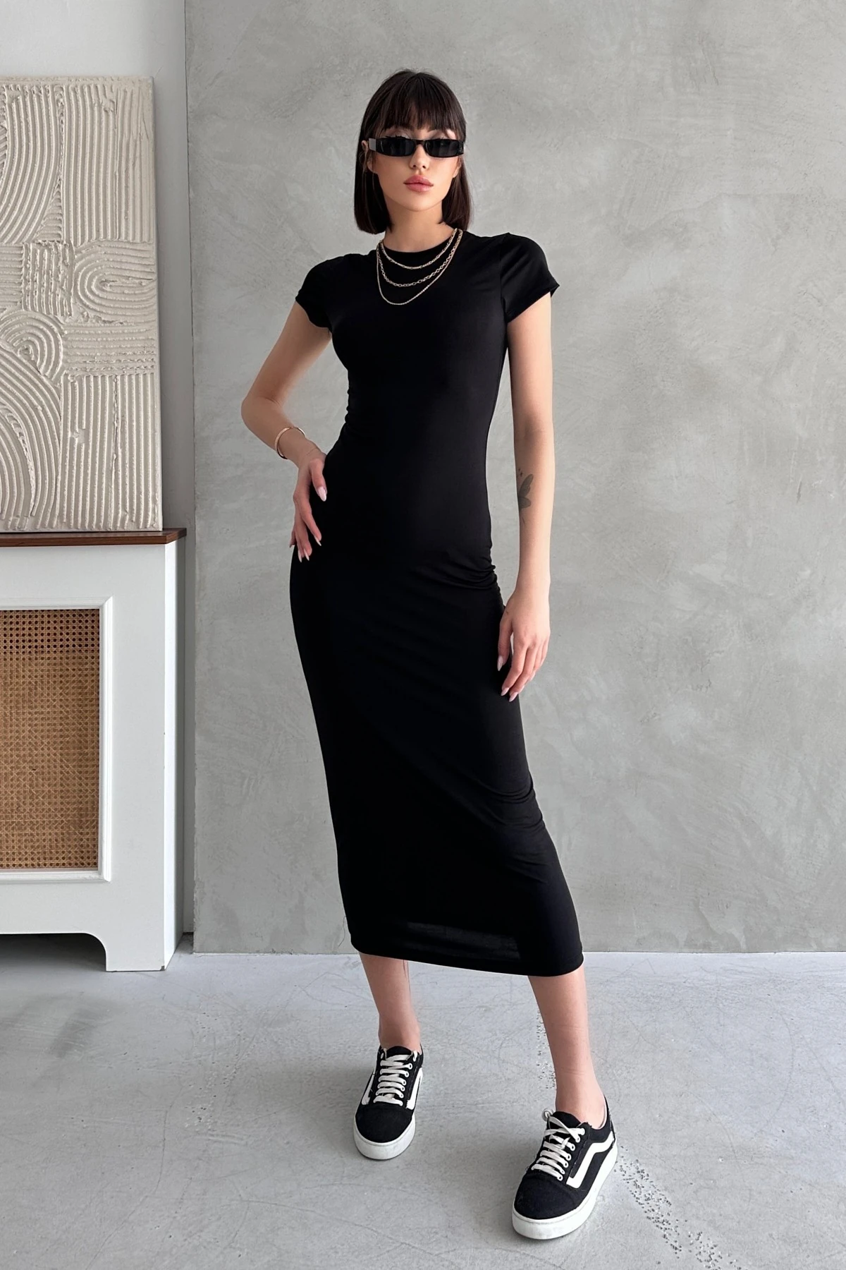 YARIM KOL BASİC CASUAL GÜNLÜK SANDY ELBİSE