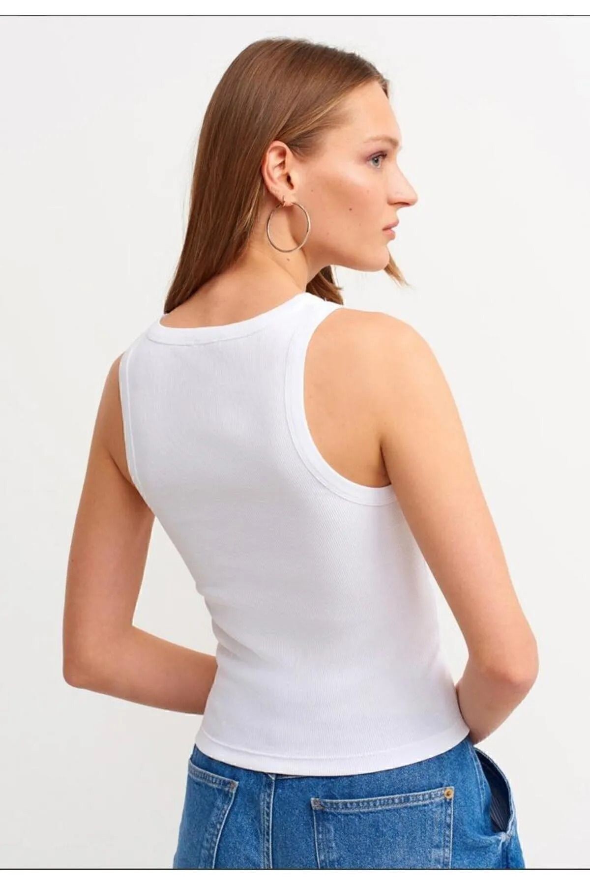 Kadın 2'li Paket Fitilli Halter Yaka Örme Atlet T-Shirt
