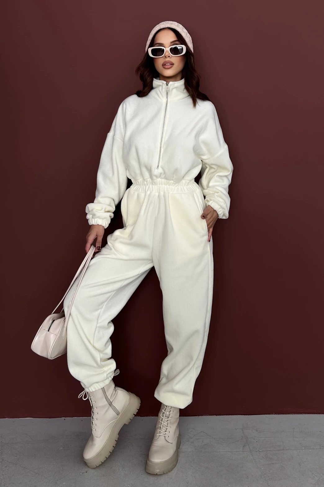 VİKA FERMUARLI POLAR TULUM - ekru