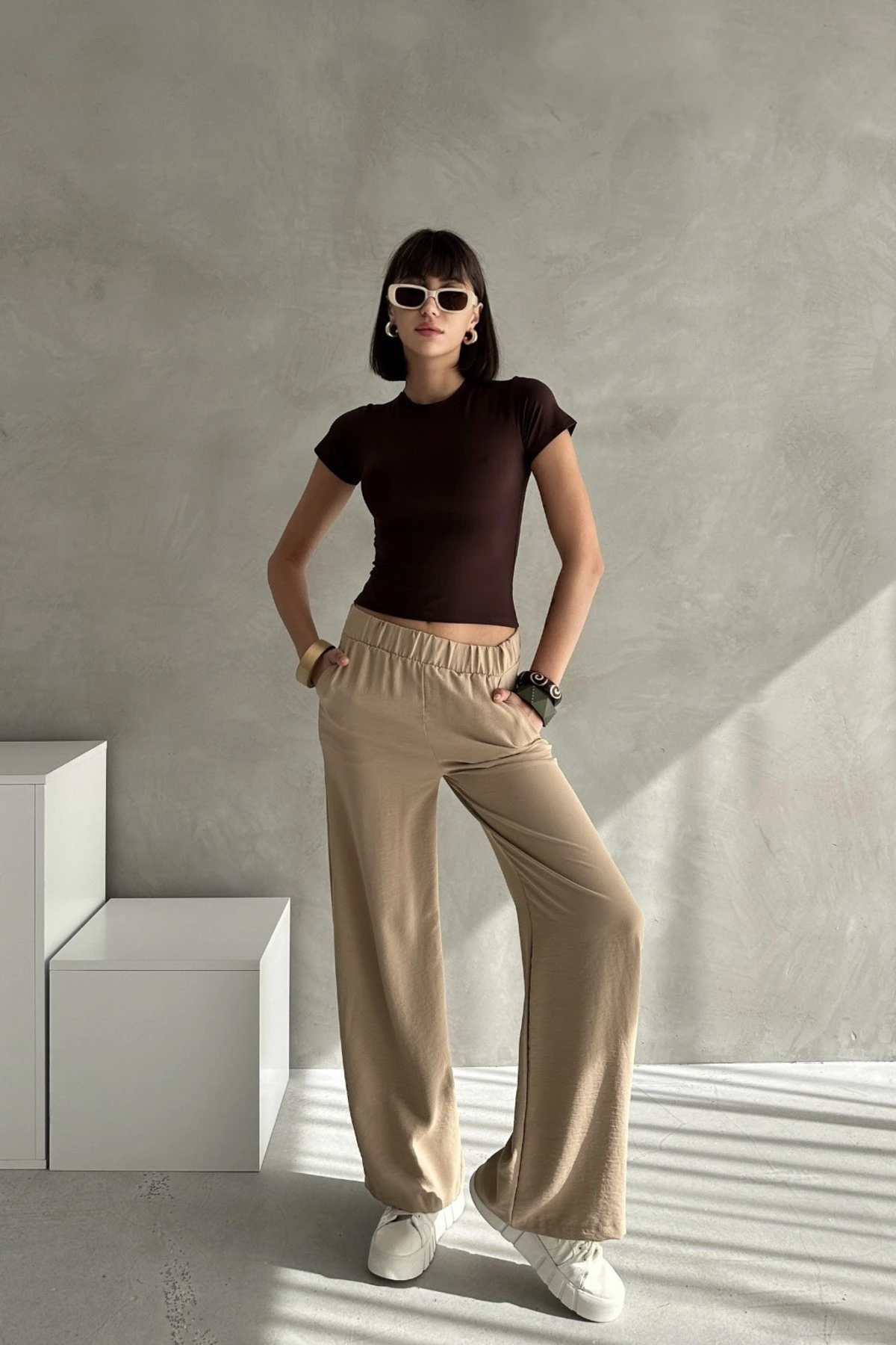 MODAL KUMAŞ BİSİKLET YAKA YARIM KOL BLUZ