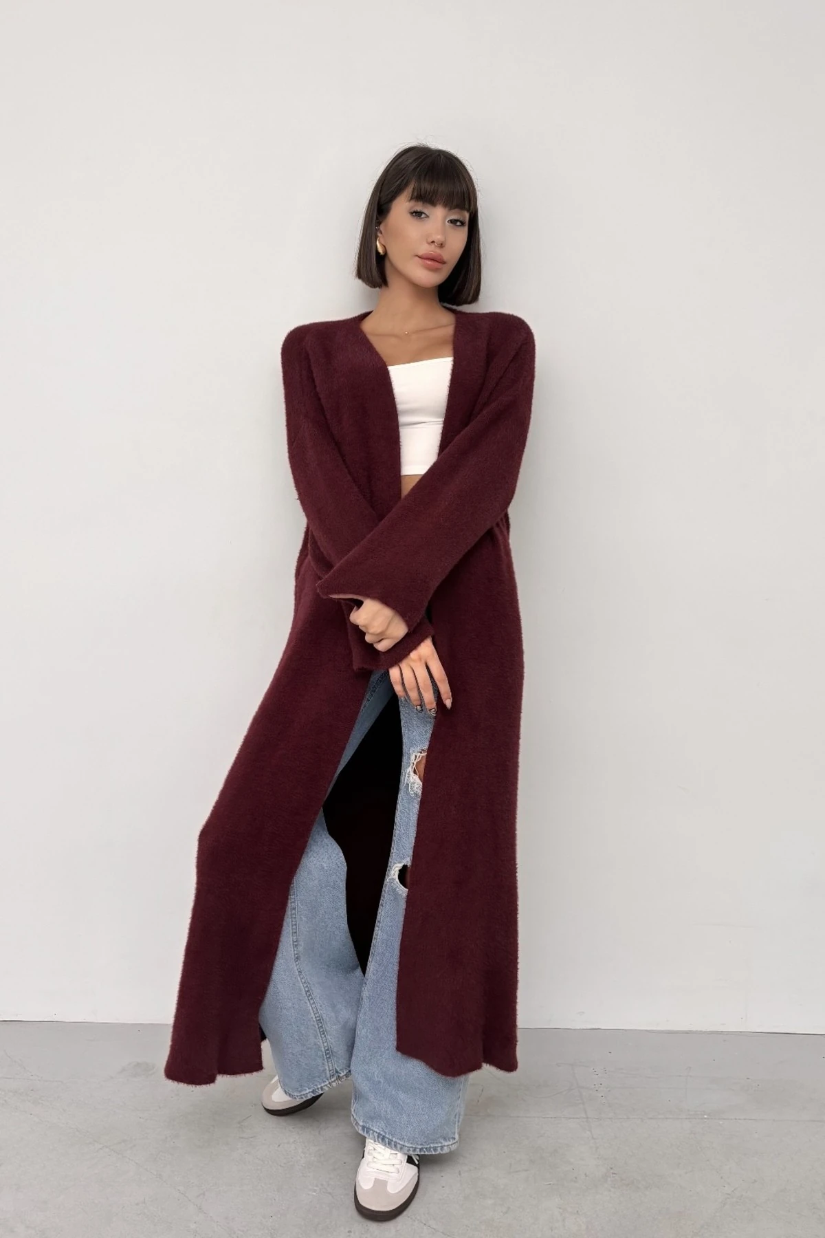 PONY UZUN TRİKO HIRKA - bordo