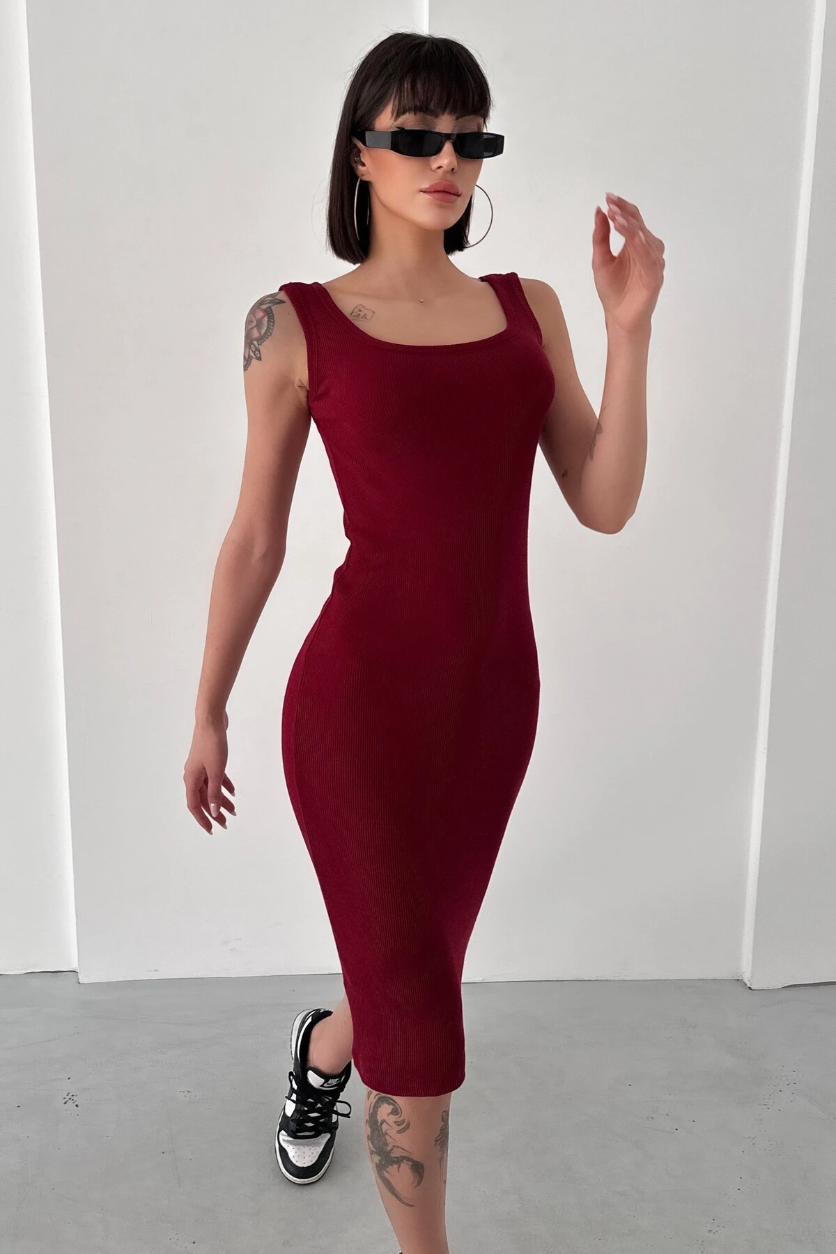 KALIN ASKILI KARE YAKA BASİC KAŞKORSE ELBİSE