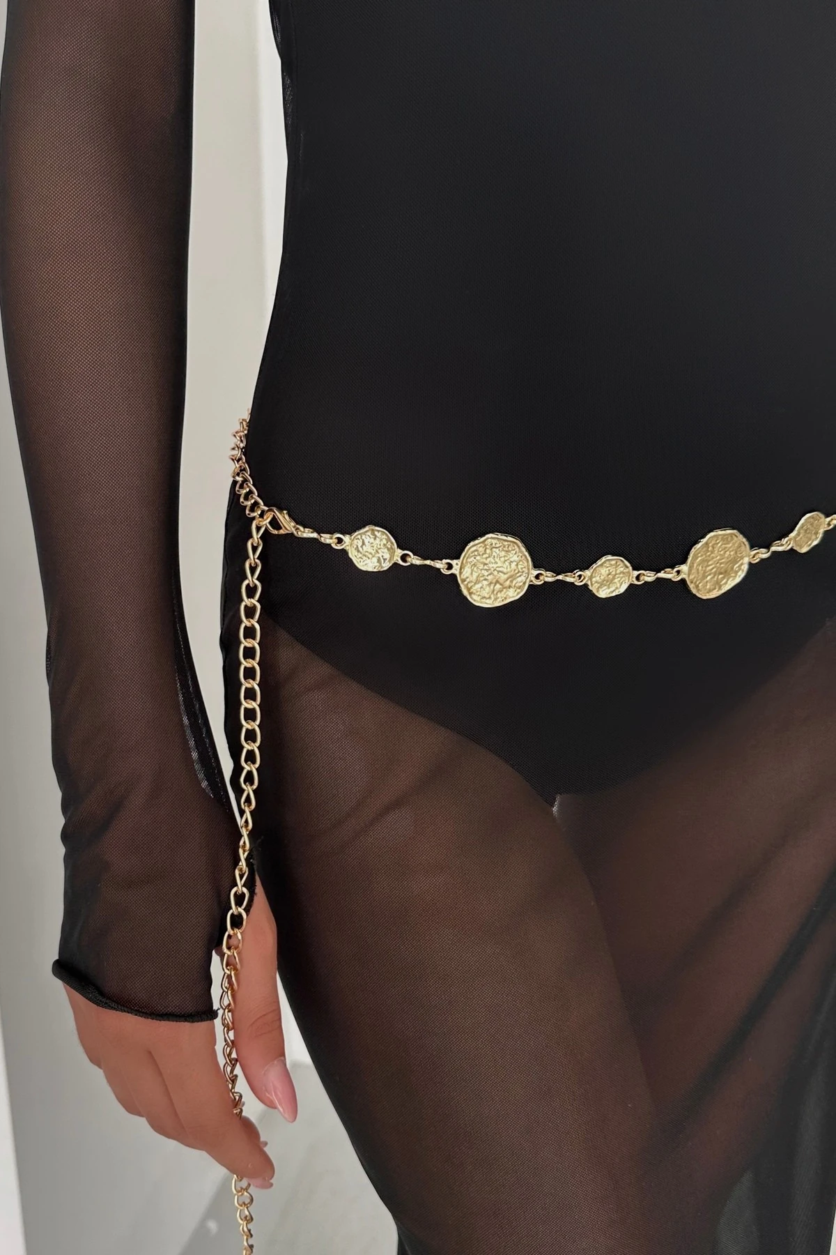 Vintage Tasarım Gold Zincir Kemer