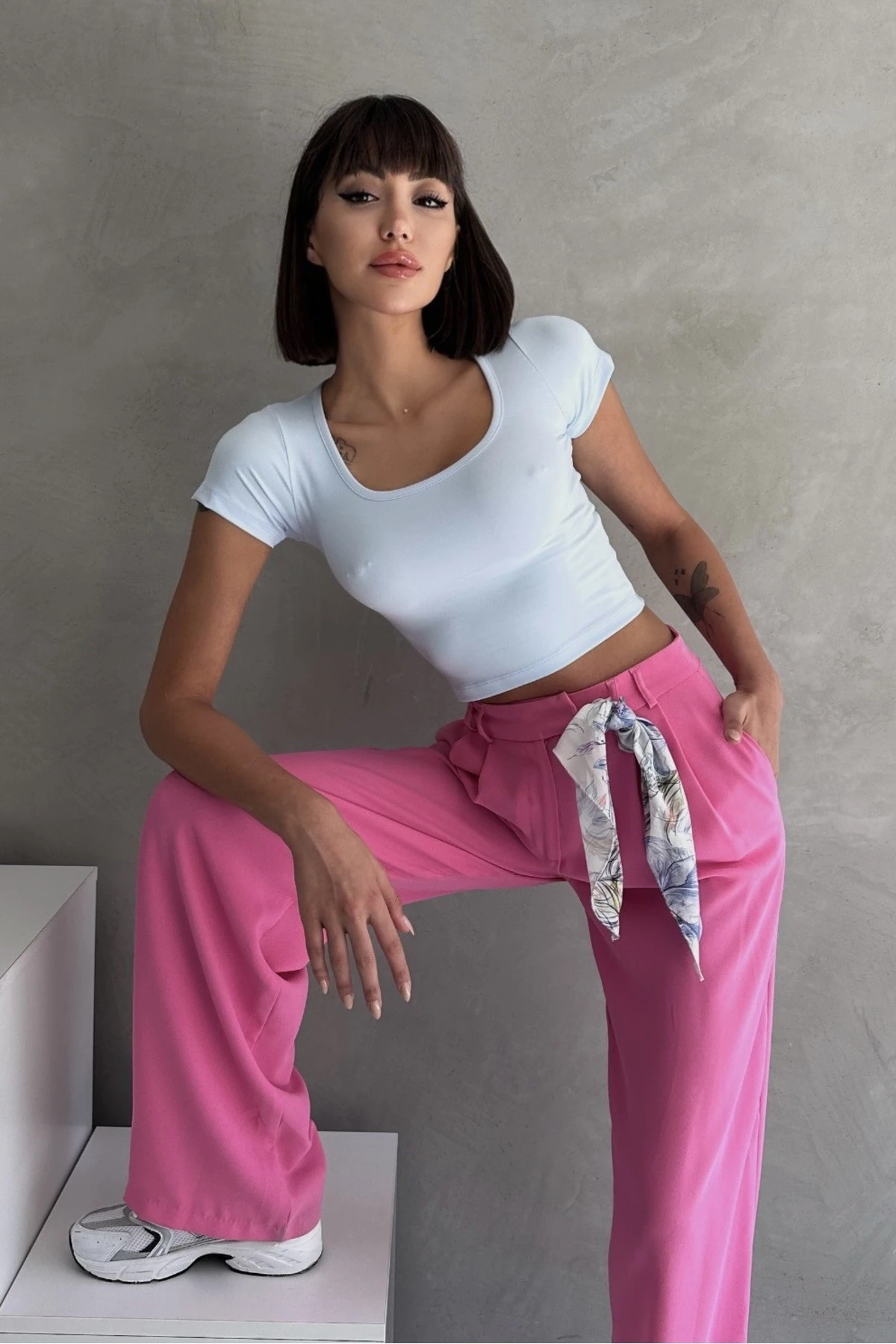 MODAL KUMAŞ OVAL YAKA YARIM KOL BODY