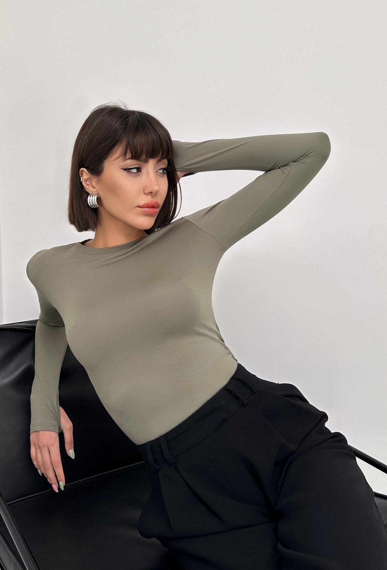 MODAL KUMAŞ PARMAK GEÇİRMELİ UZUN KOL BODY
