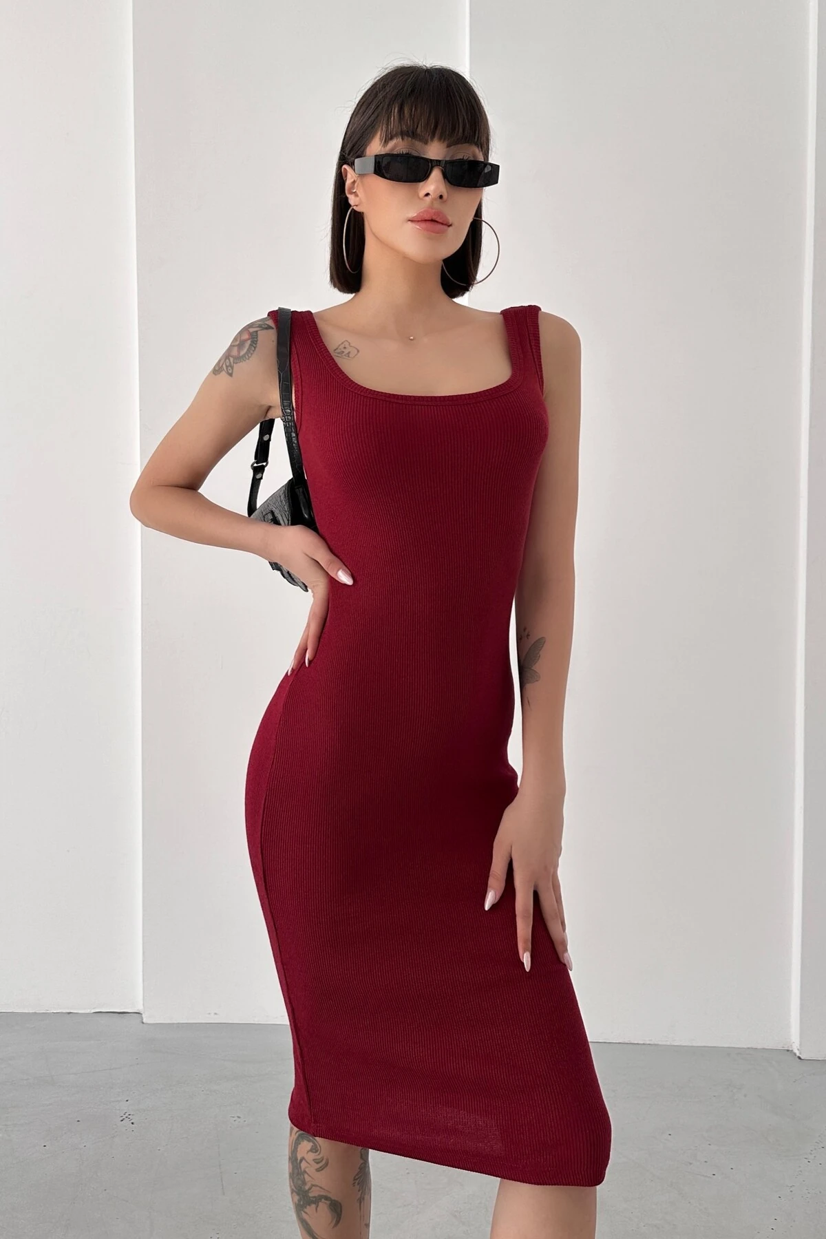 KALIN ASKILI KARE YAKA BASİC KAŞKORSE ELBİSE