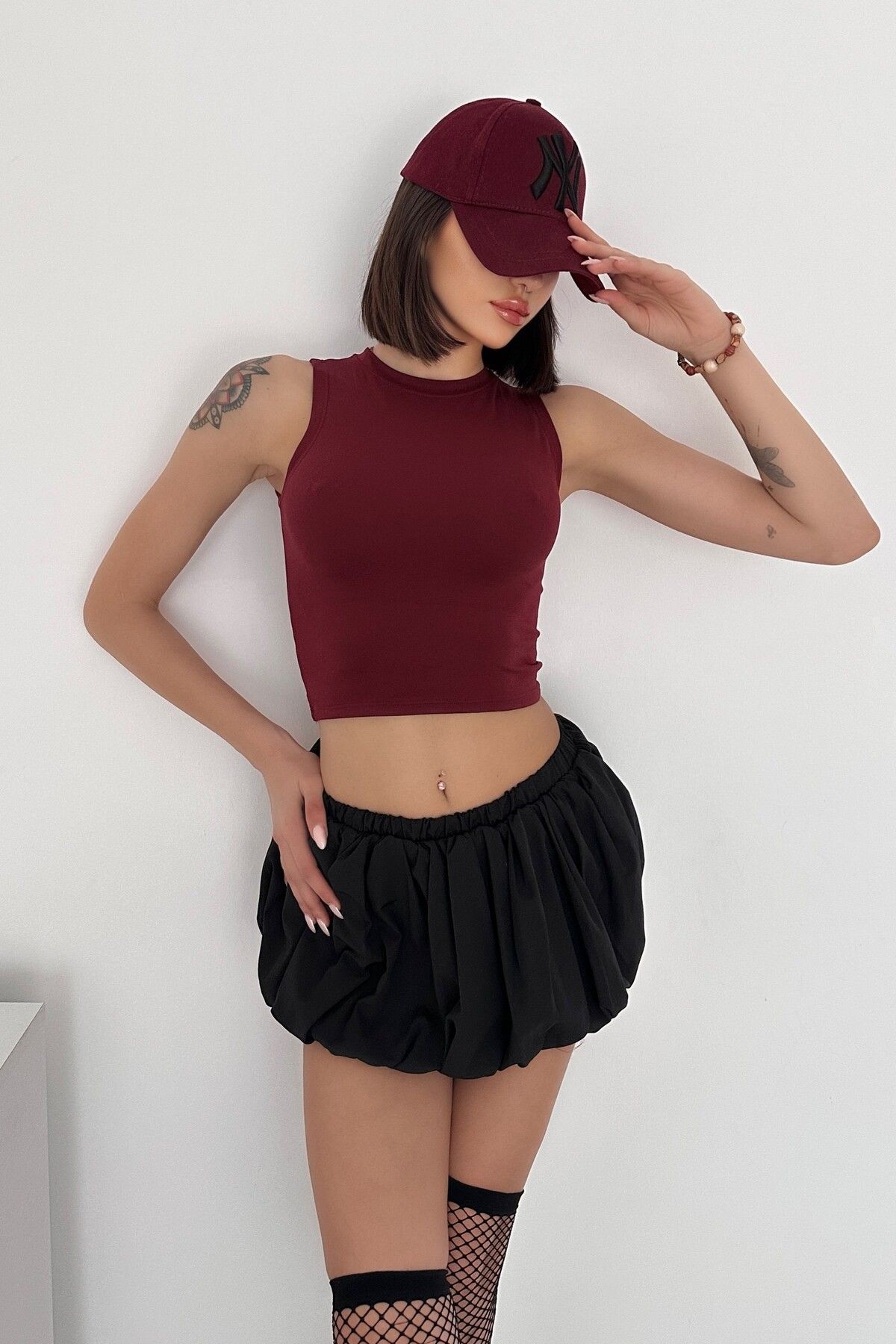 MODAL KUMAŞ BİSİKLET YAKA KOLSUZ BODY