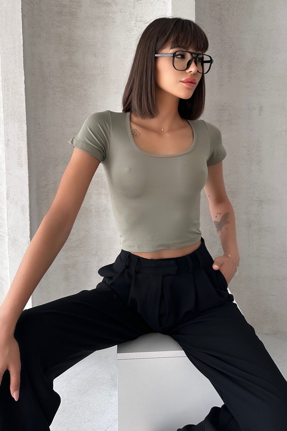 MODAL KUMAŞ OVAL YAKA YARIM KOL BODY