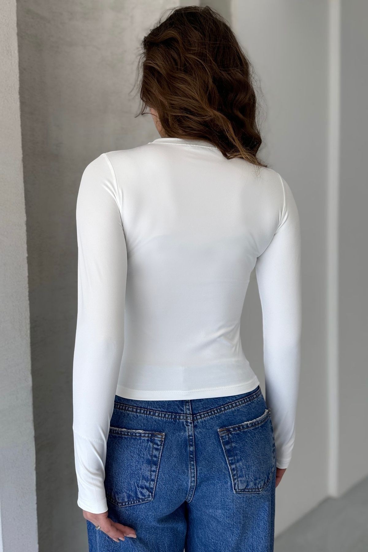 OYSH KUMAŞ PARMAK GEÇİRMELİ UZUN KOL BODY