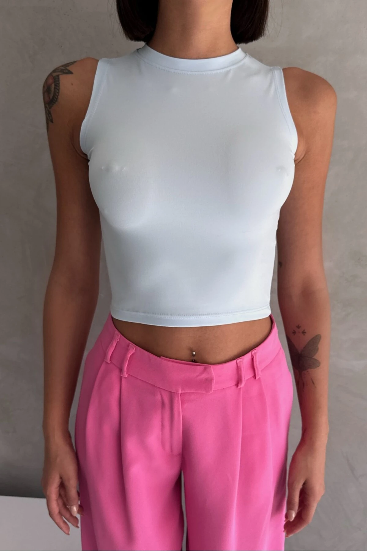 MODAL KUMAŞ BİSİKLET YAKA KOLSUZ BODY