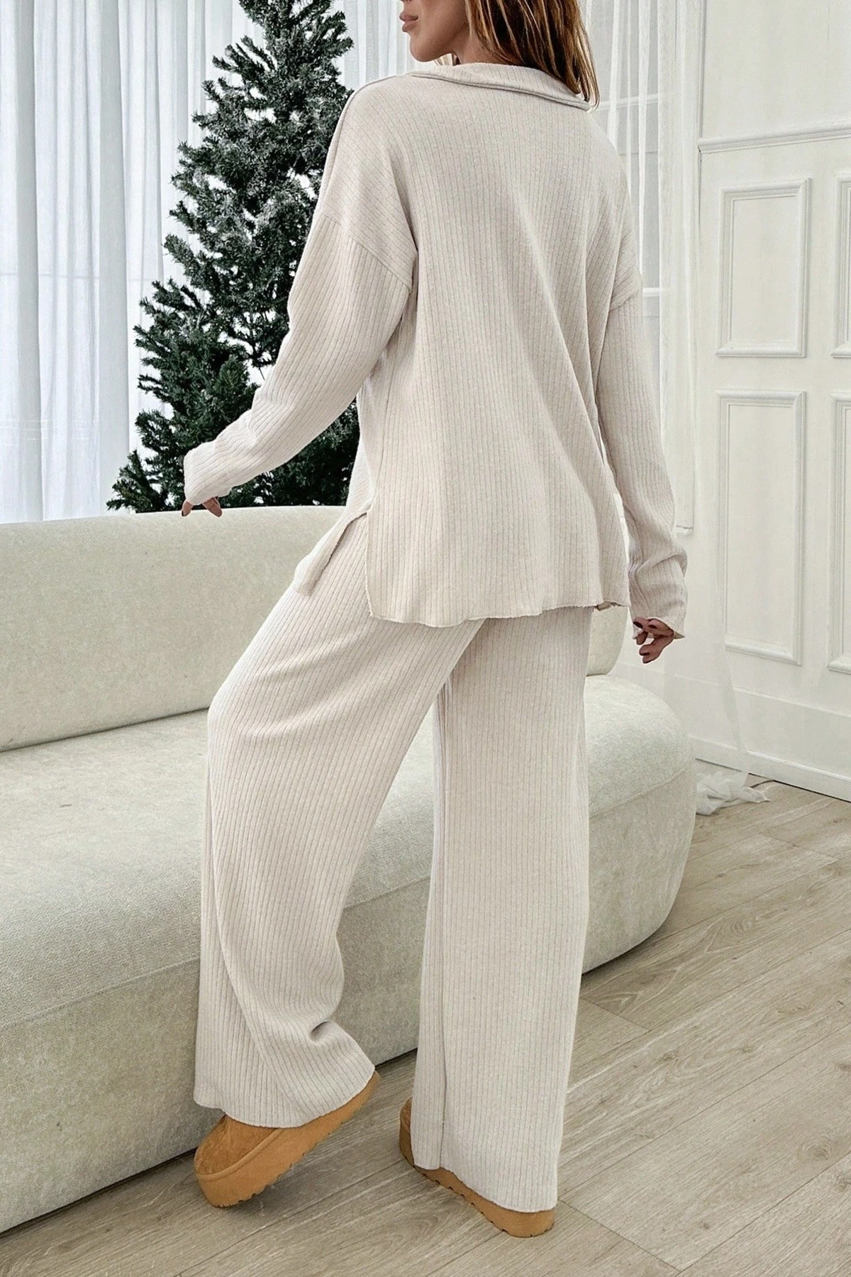 2' li TAKIM - ŞARDONLU İNTERLOK POLO YAKA BLUZ PANTOLONLU TAKIM