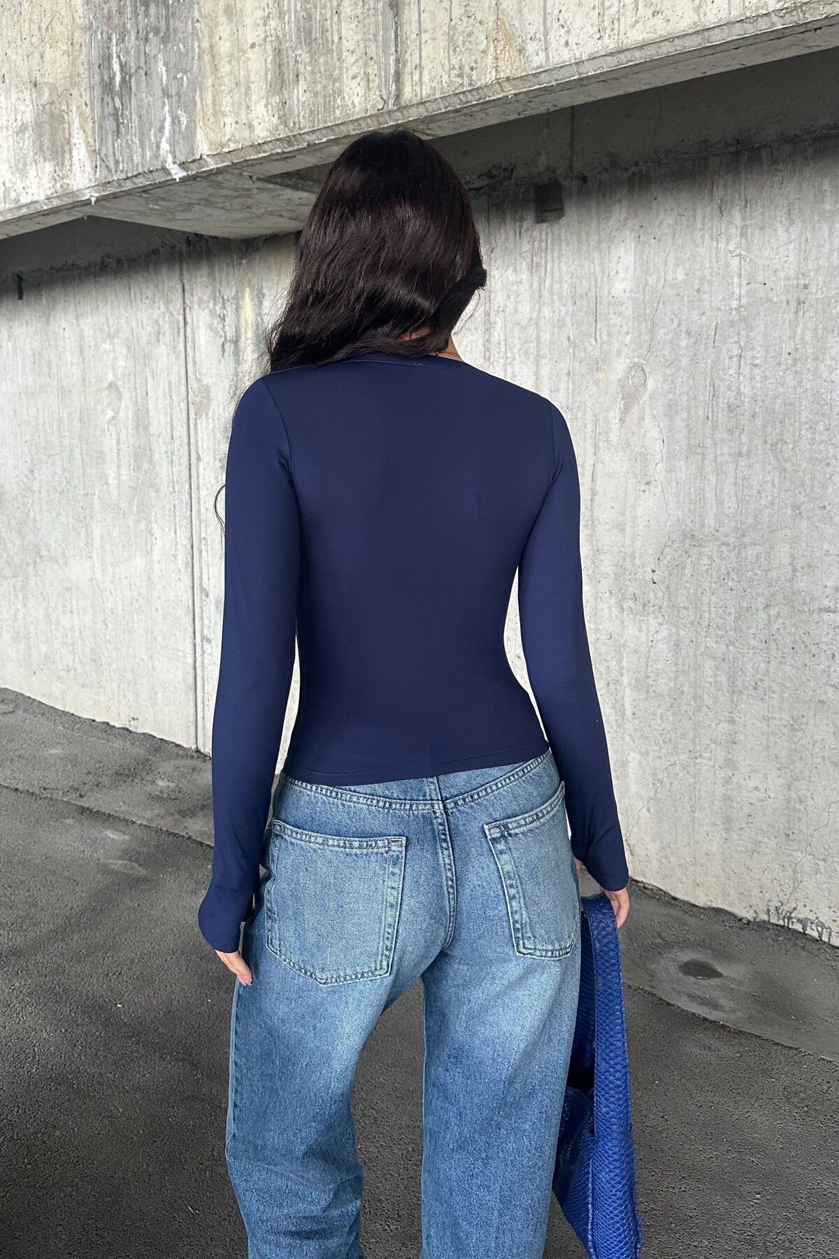 MODAL KUMAŞ PARMAK GEÇİRMELİ UZUN KOL BODY