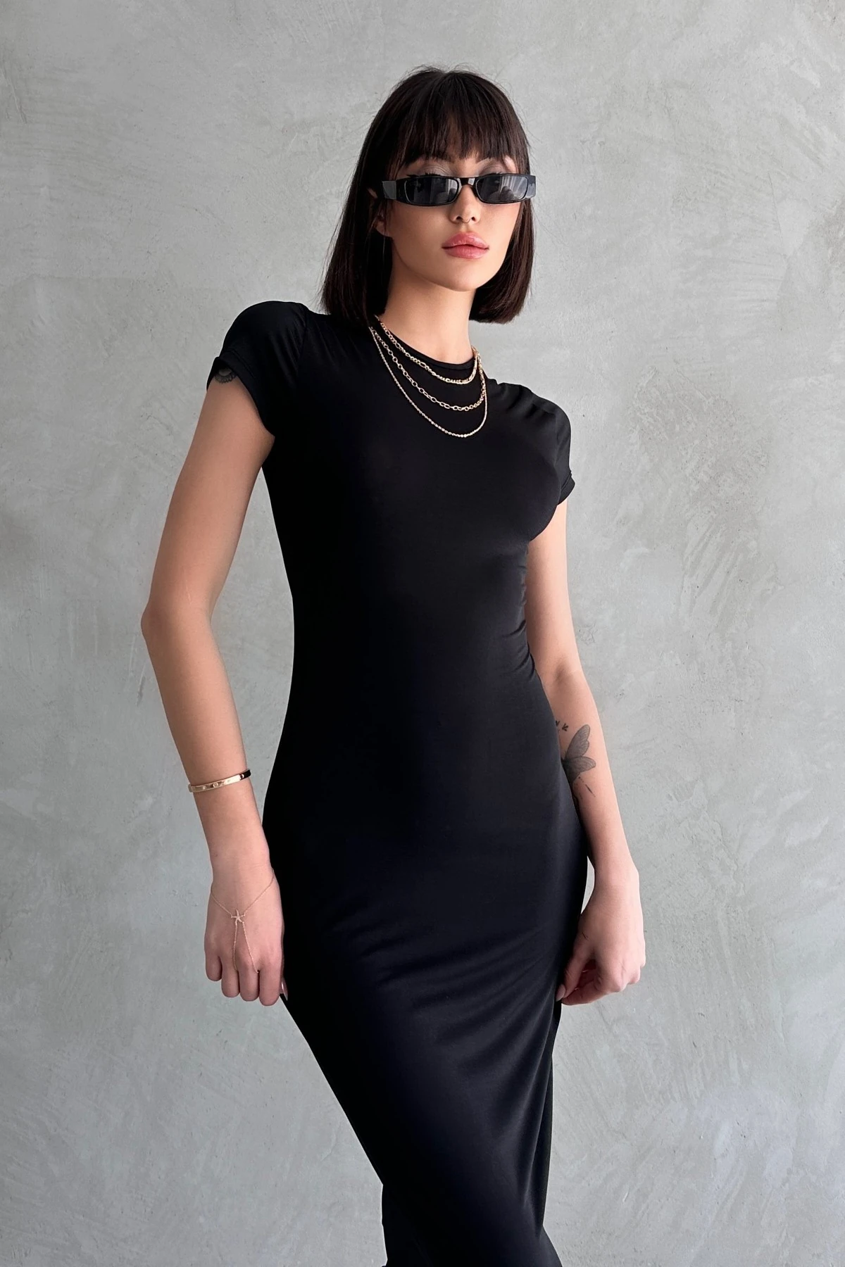 YARIM KOL BASİC CASUAL GÜNLÜK SANDY ELBİSE