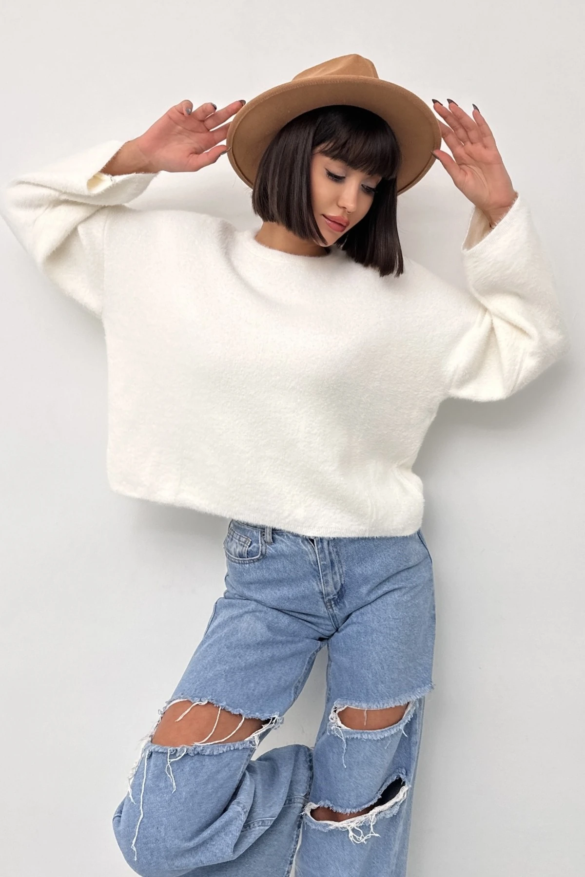 COZY TRİKO KAZAK - beyaz