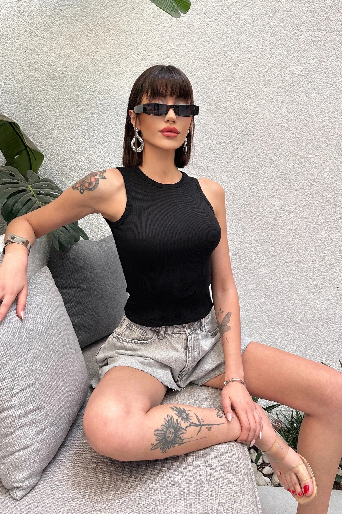 2 ' li PAKET BİSİKLET YAKA KOLSUZ UZUN FİTİLLİ ATLET