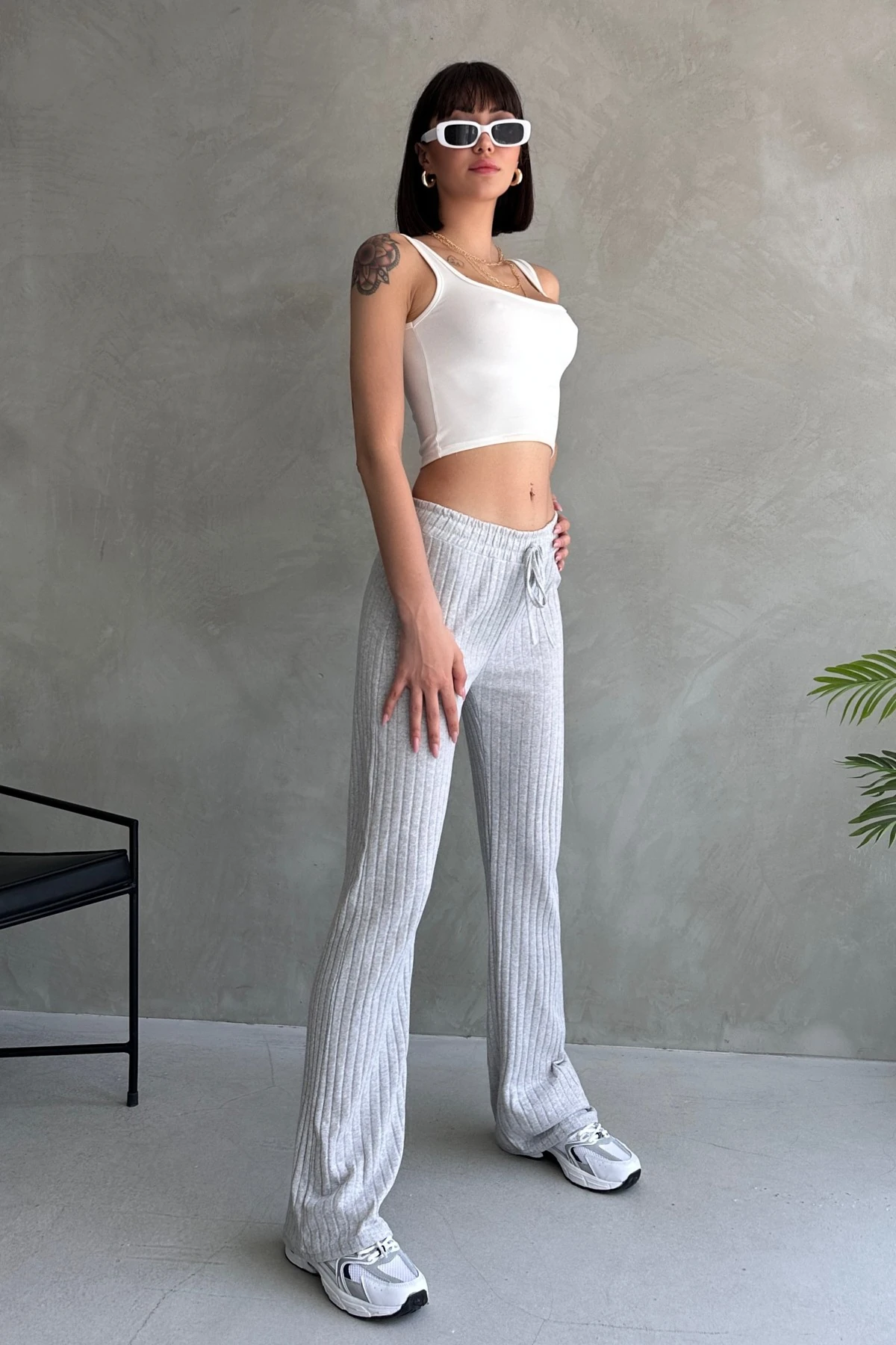 PALAZZO SALAŞ DÖKÜMLÜ FİTİLLİ PANTOLON