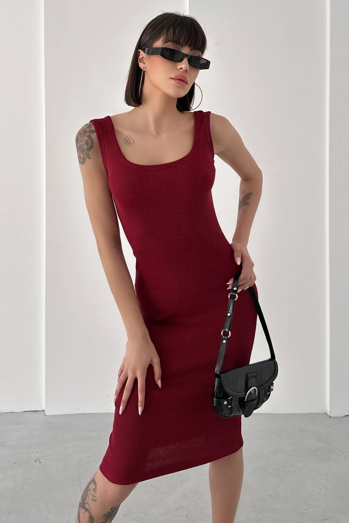 KALIN ASKILI KARE YAKA BASİC KAŞKORSE ELBİSE