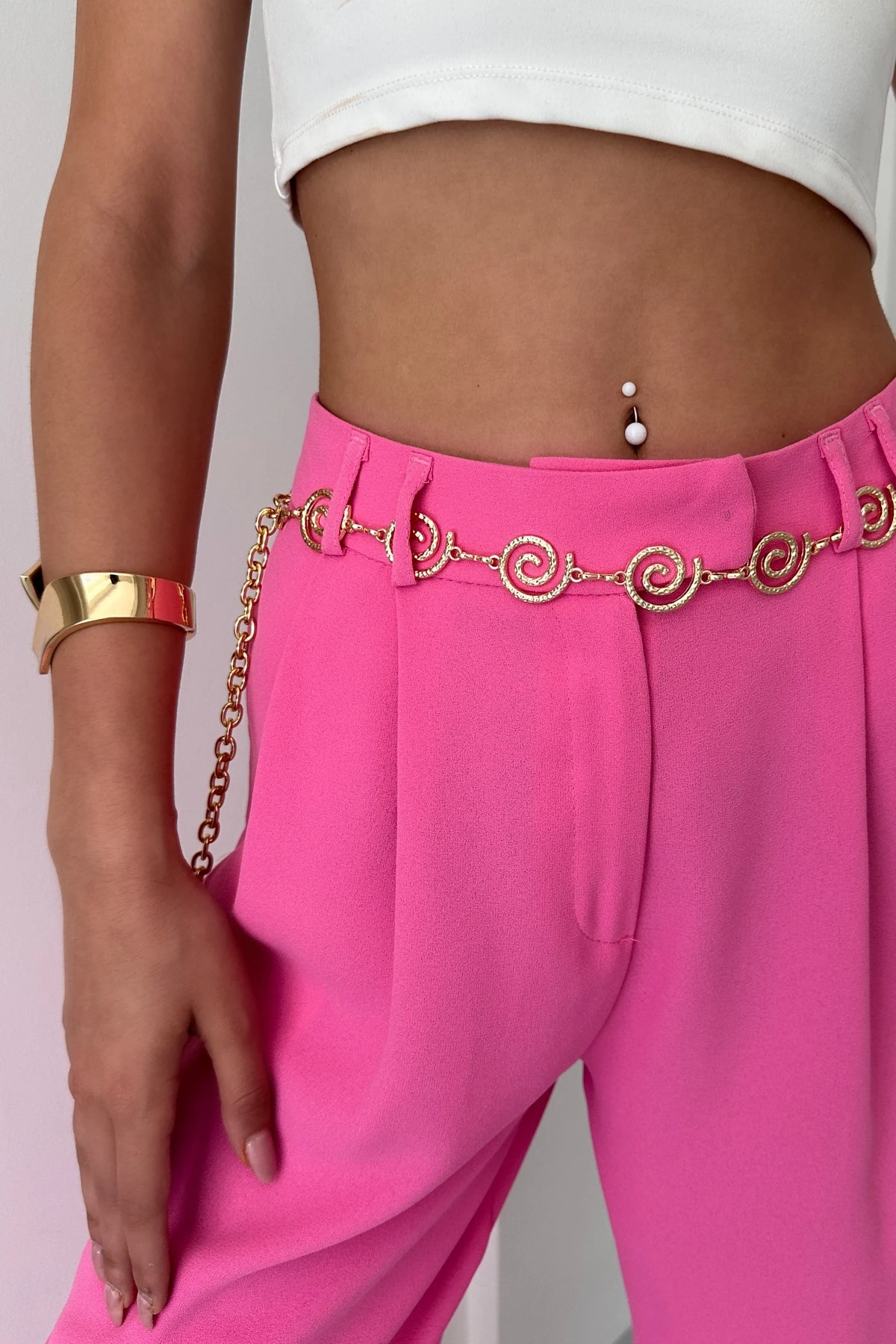 Spiral Desen Gold Tasarım Zincir Kemer