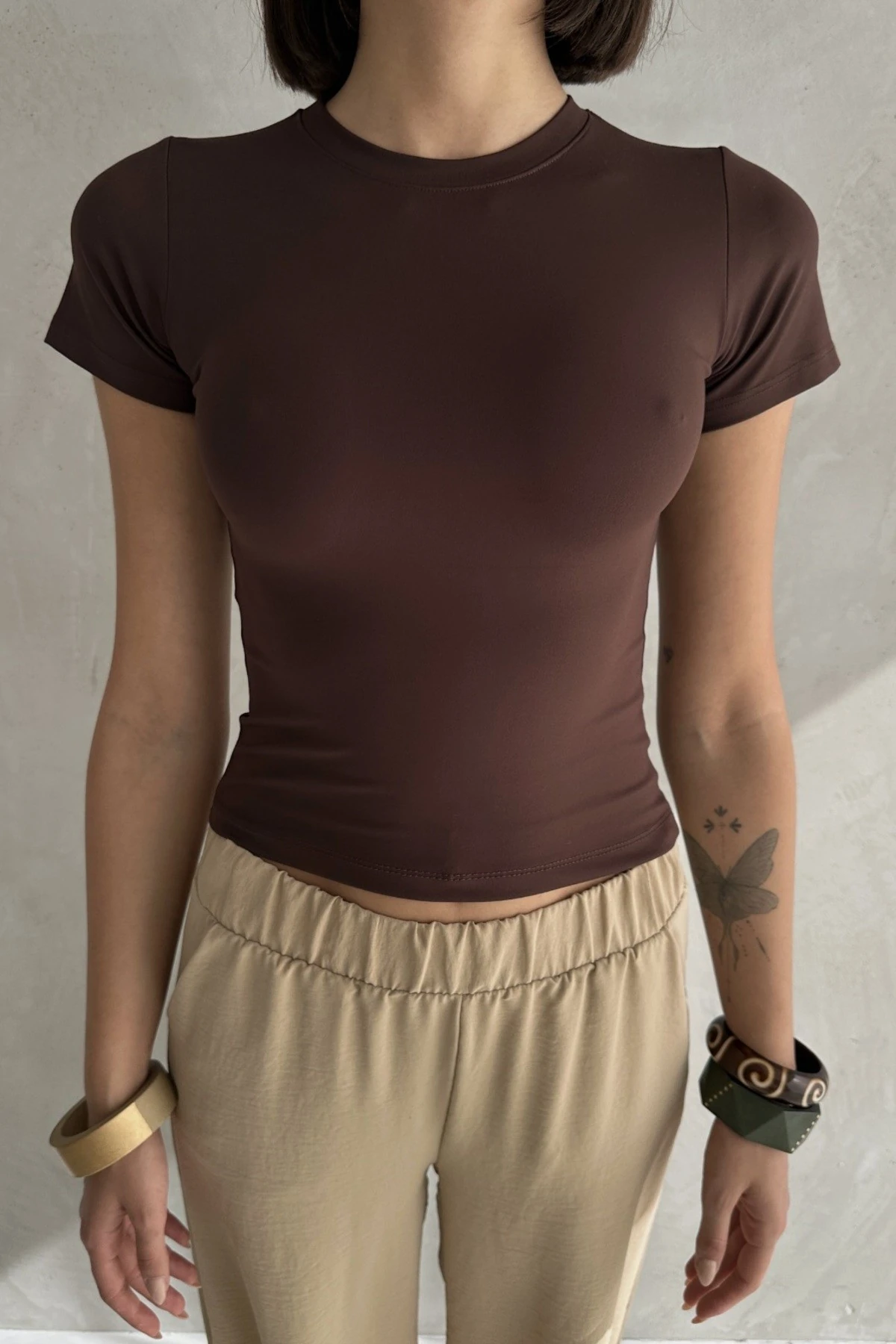 MODAL KUMAŞ BİSİKLET YAKA YARIM KOL BLUZ