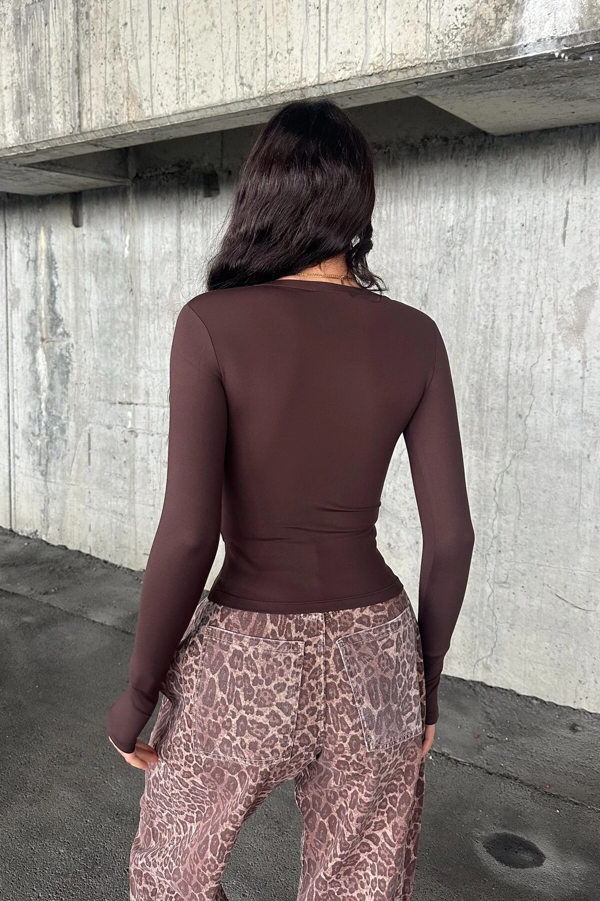 Modal Kumaş Parmak Geçirmeli Uzun Kol Body