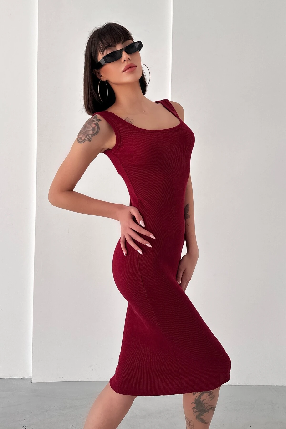 KALIN ASKILI KARE YAKA BASİC KAŞKORSE ELBİSE