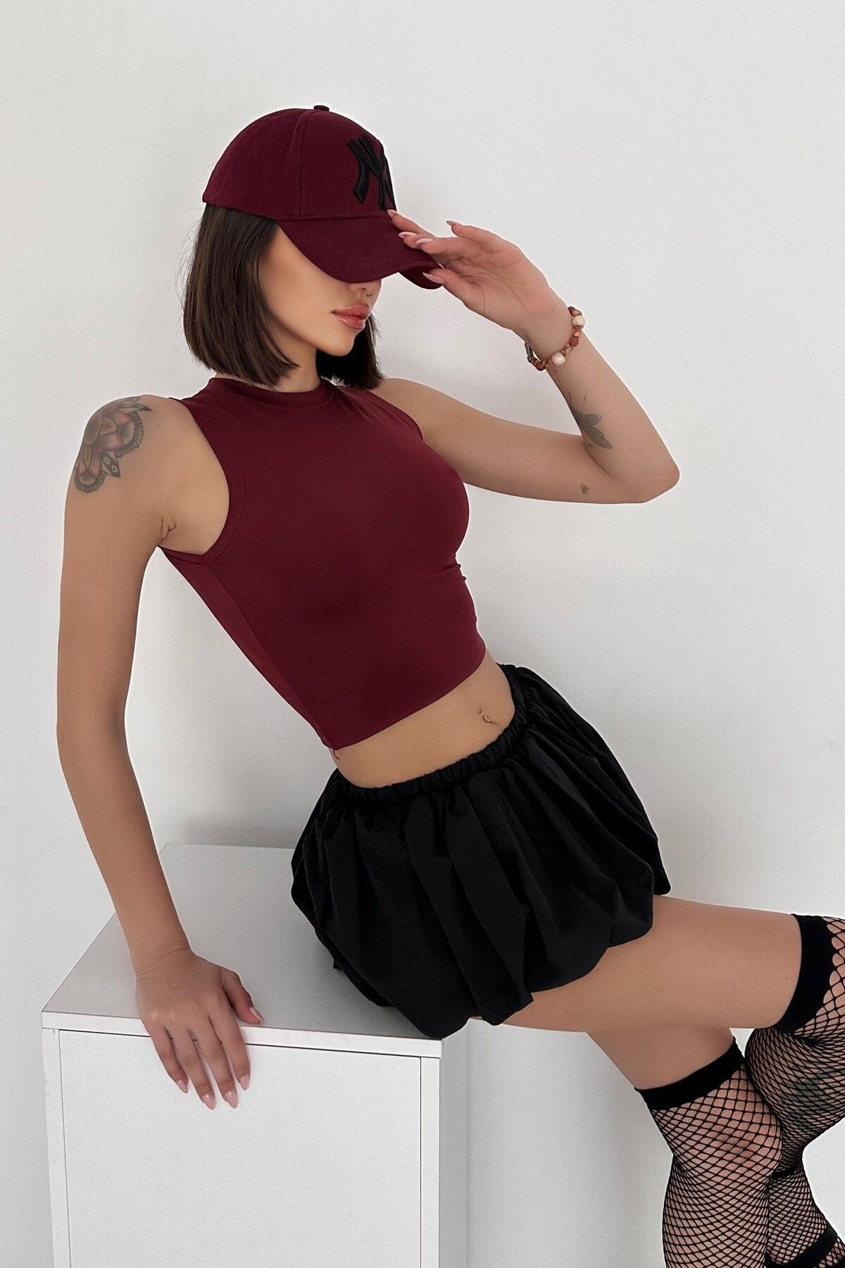 MODAL KUMAŞ BİSİKLET YAKA KOLSUZ BODY