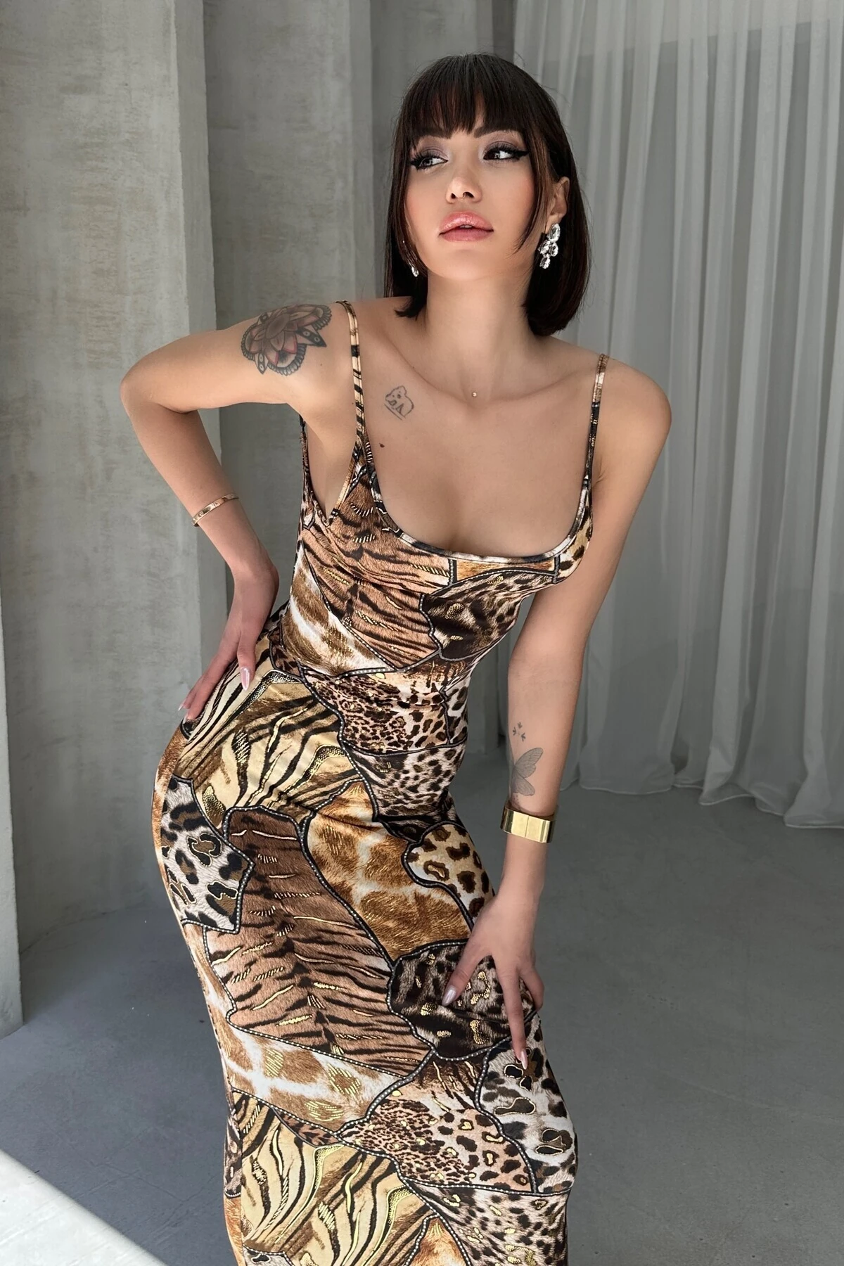 Kadın Siyah Ayarlanabilir Askılı Maxi Elbise