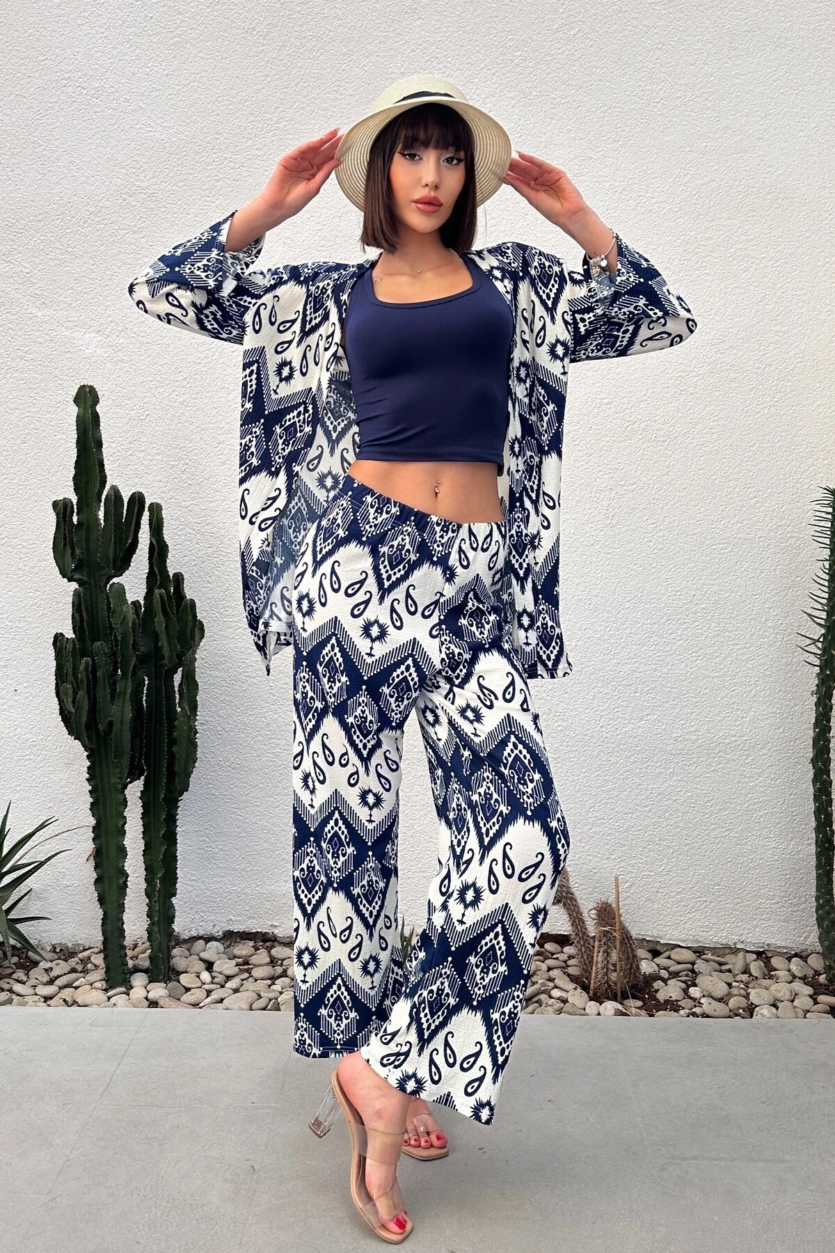 DESENLİ BÜRÜMCÜK KİMONO TAKIM