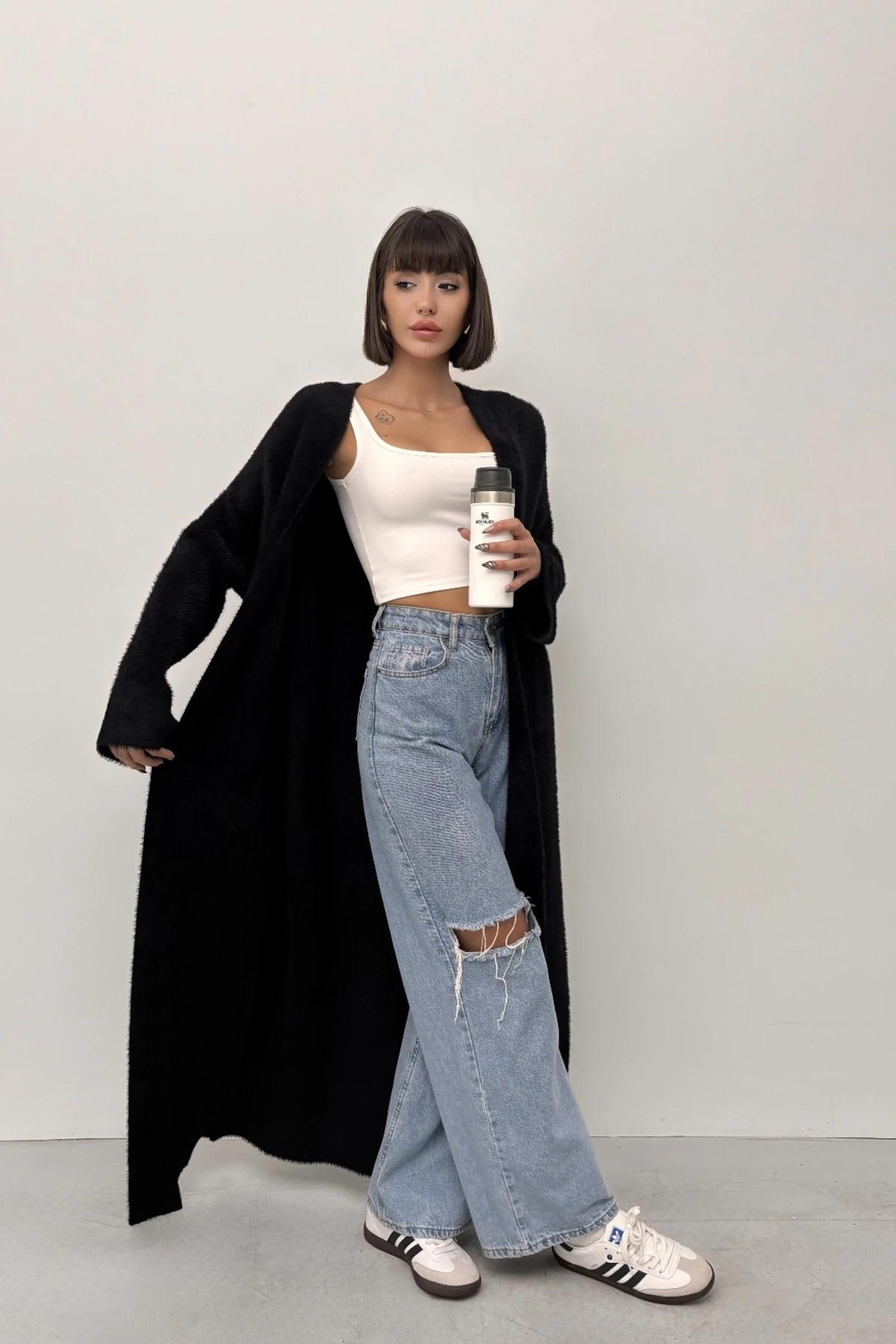 PONY UZUN TRİKO HIRKA - si̇yah