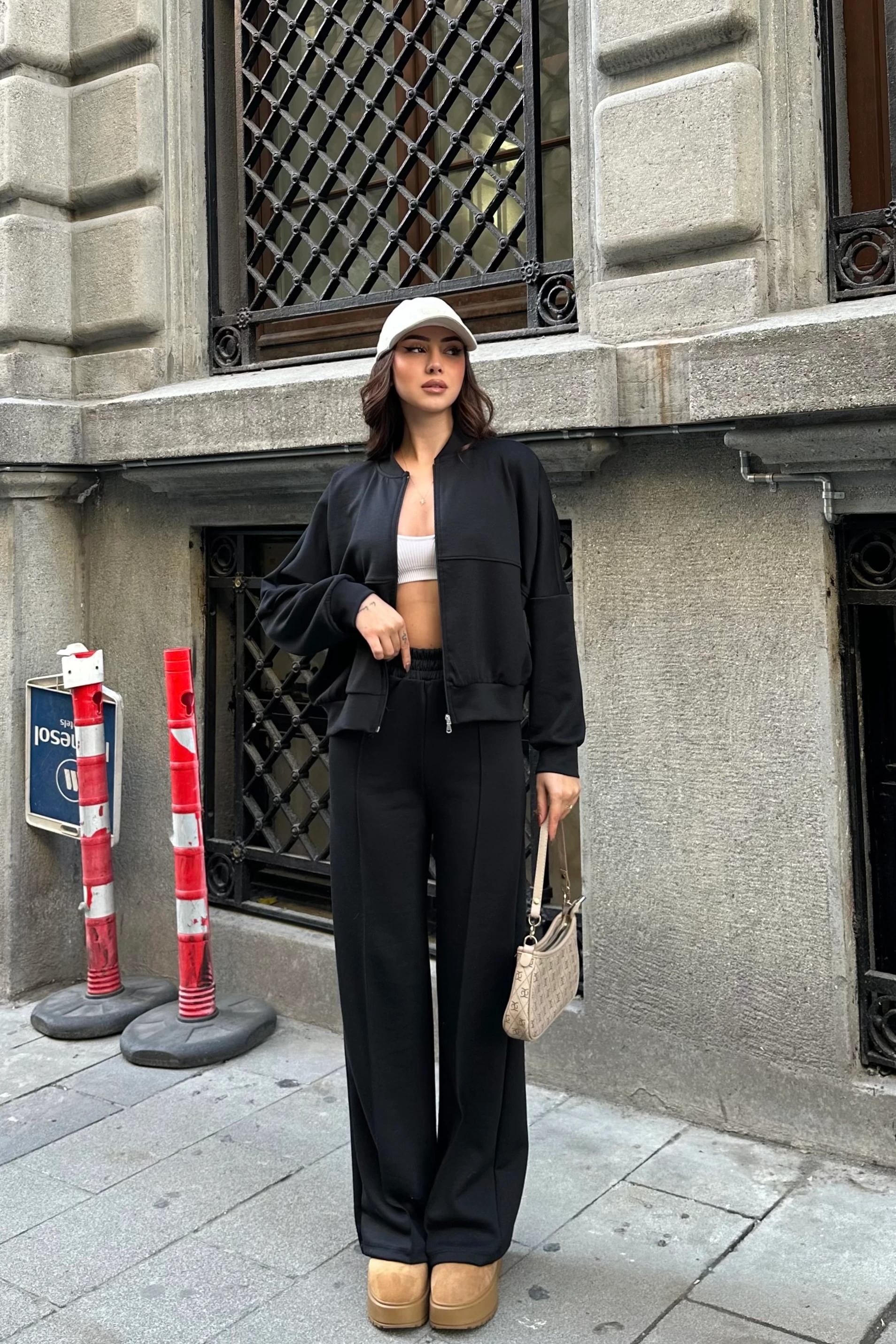 Modal Kumaş Fermuarlı Hırka, Beli Lastikli Pantolon Takım