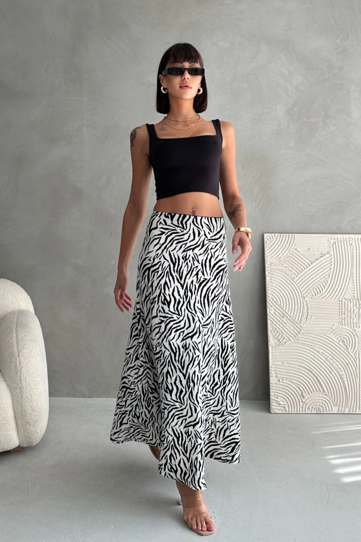 DESENLİ UZUN BÜRÜMCÜK KLOŞ ETEK