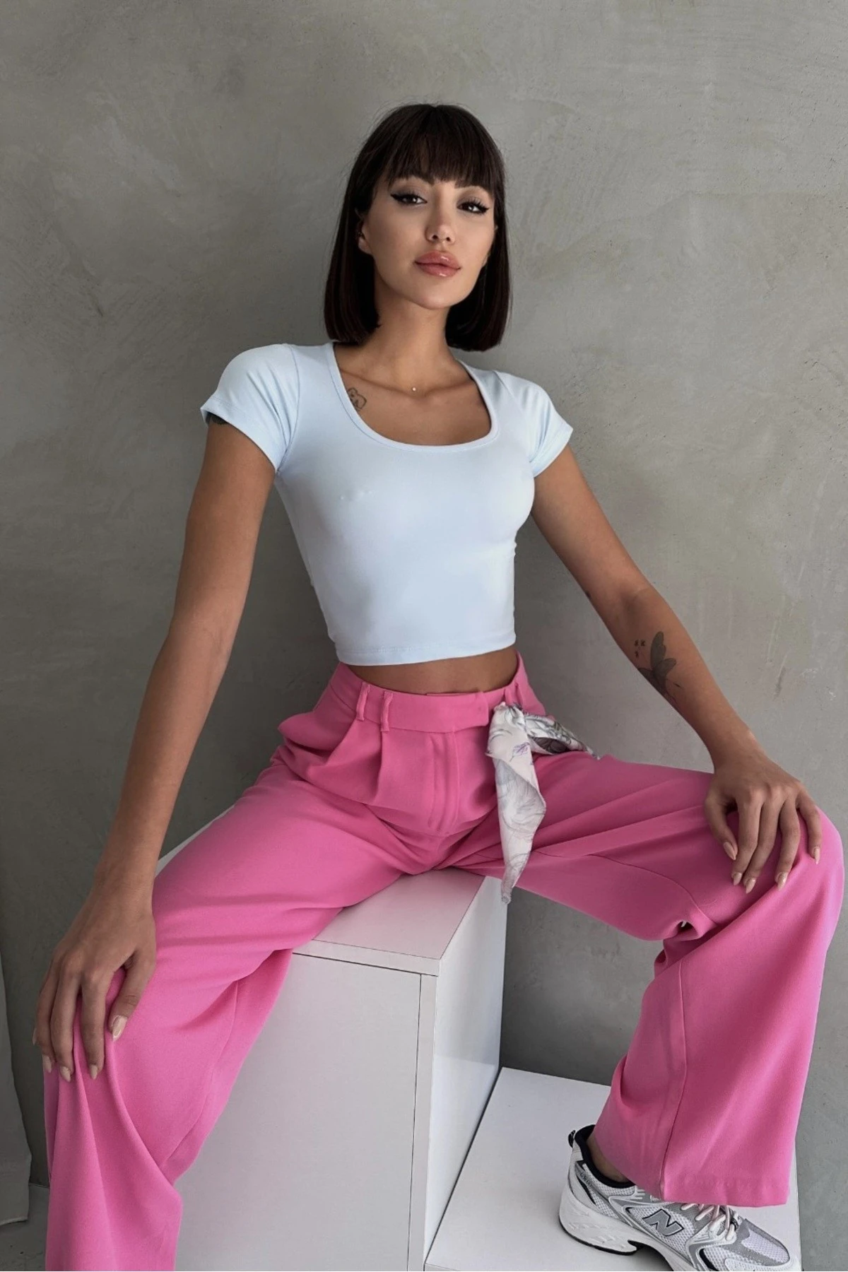 MODAL KUMAŞ OVAL YAKA YARIM KOL BODY