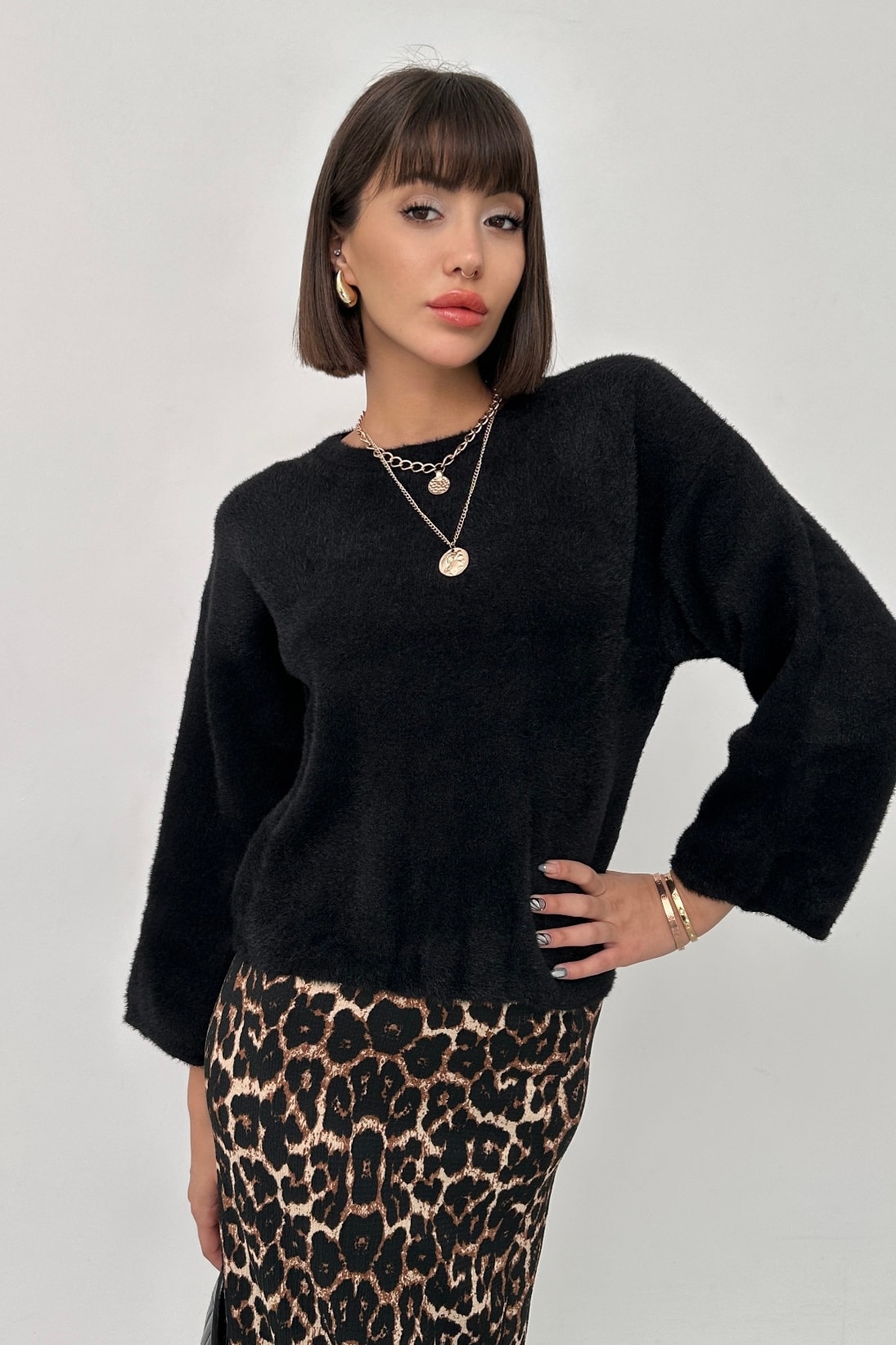 COZY TRİKO KAZAK - si̇yah