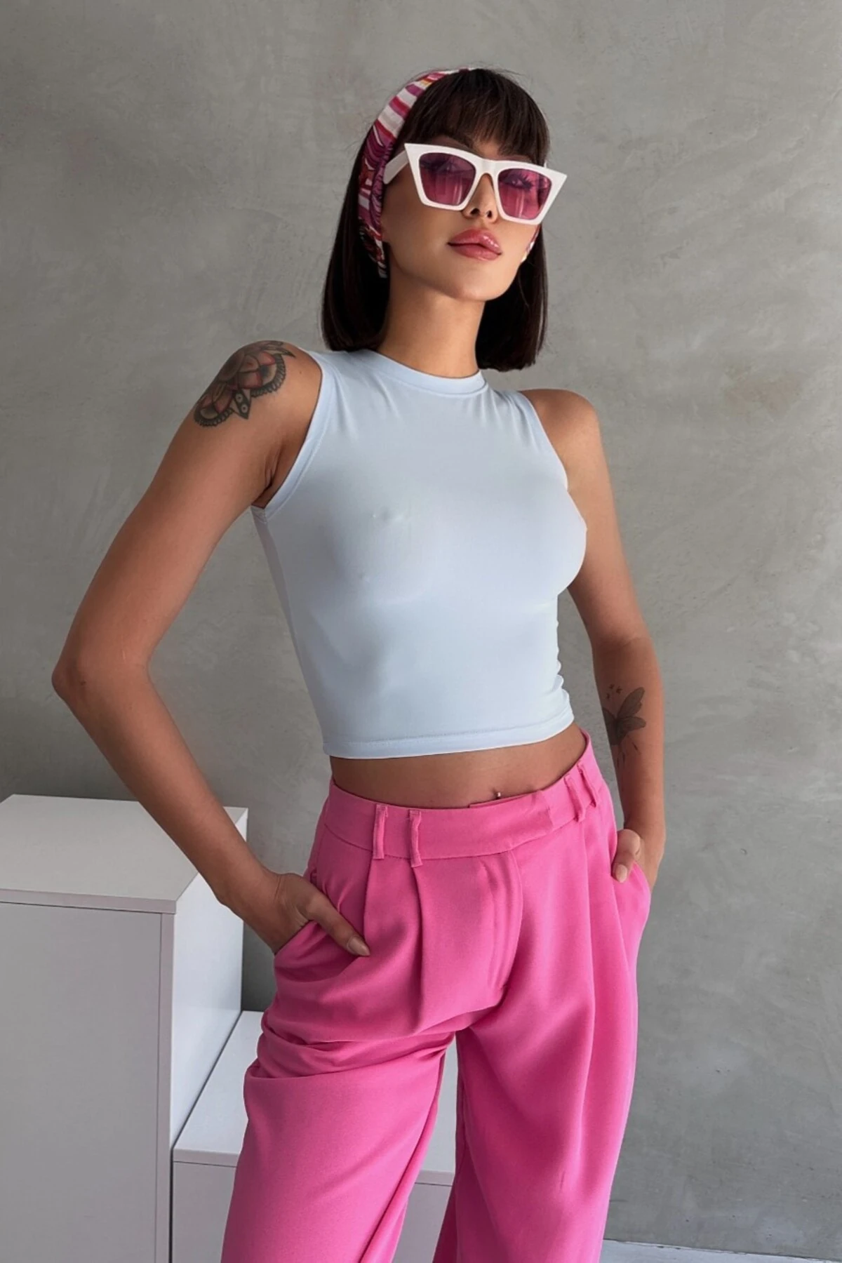 MODAL KUMAŞ BİSİKLET YAKA KOLSUZ BODY