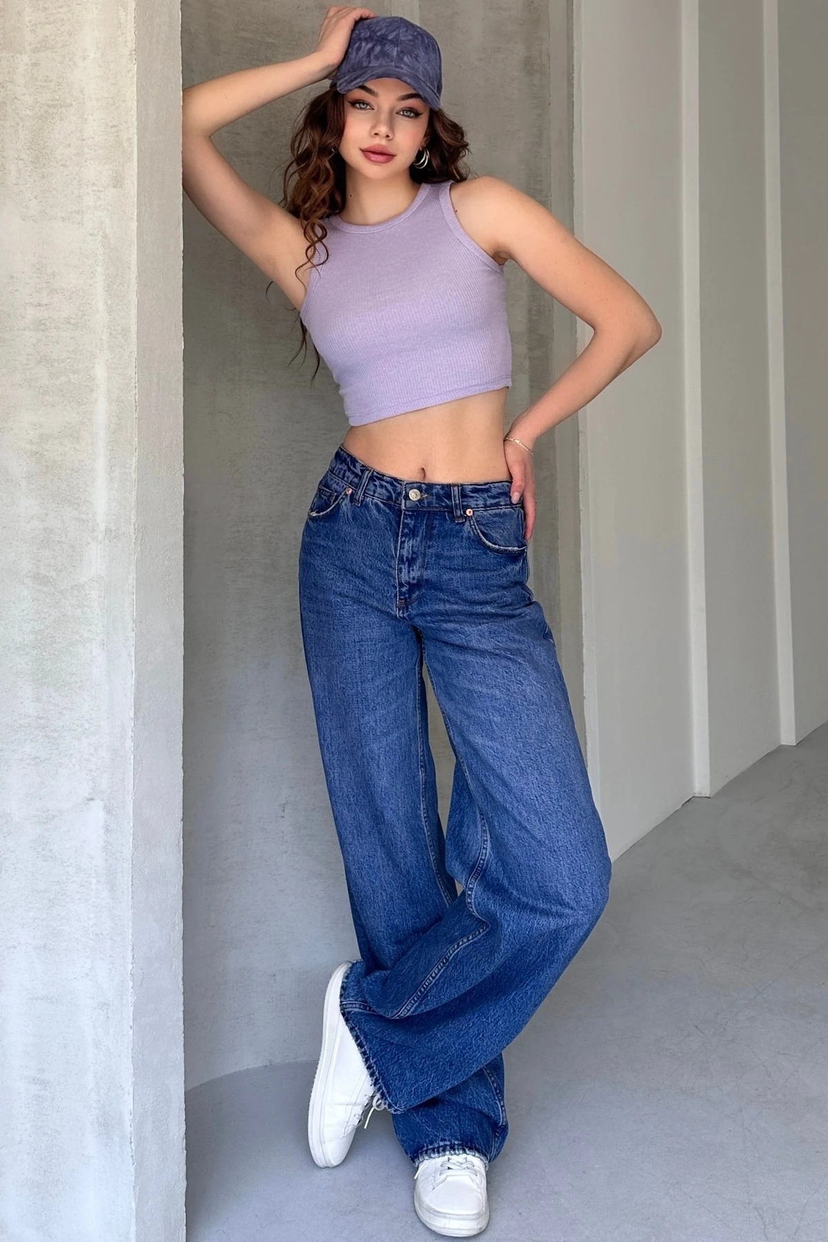 BİSİKLET YAKA, FİTİLLİ GÖRÜNÜMLÜ, KALIN ASKILI, KAŞKORSE CROP ATLET