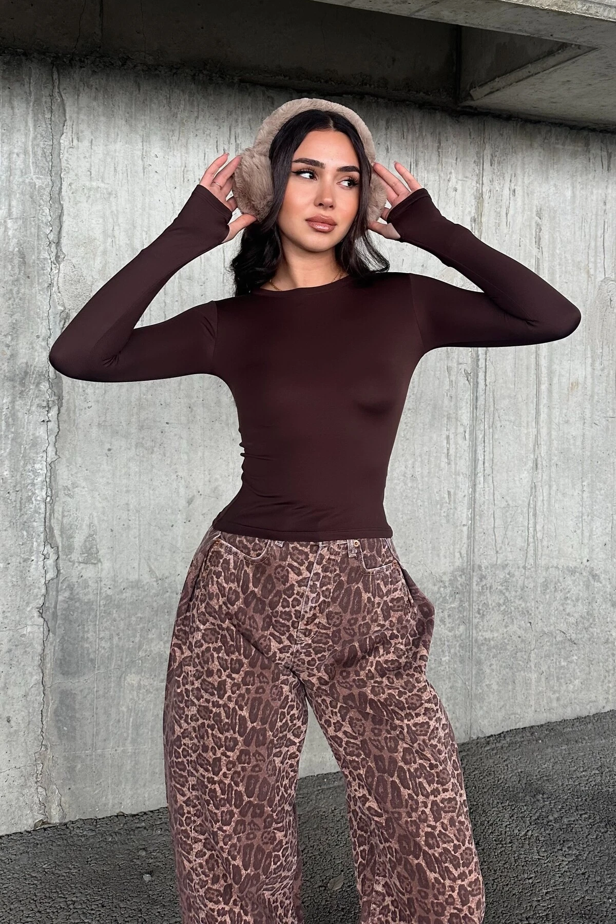 Modal Kumaş Parmak Geçirmeli Uzun Kol Body