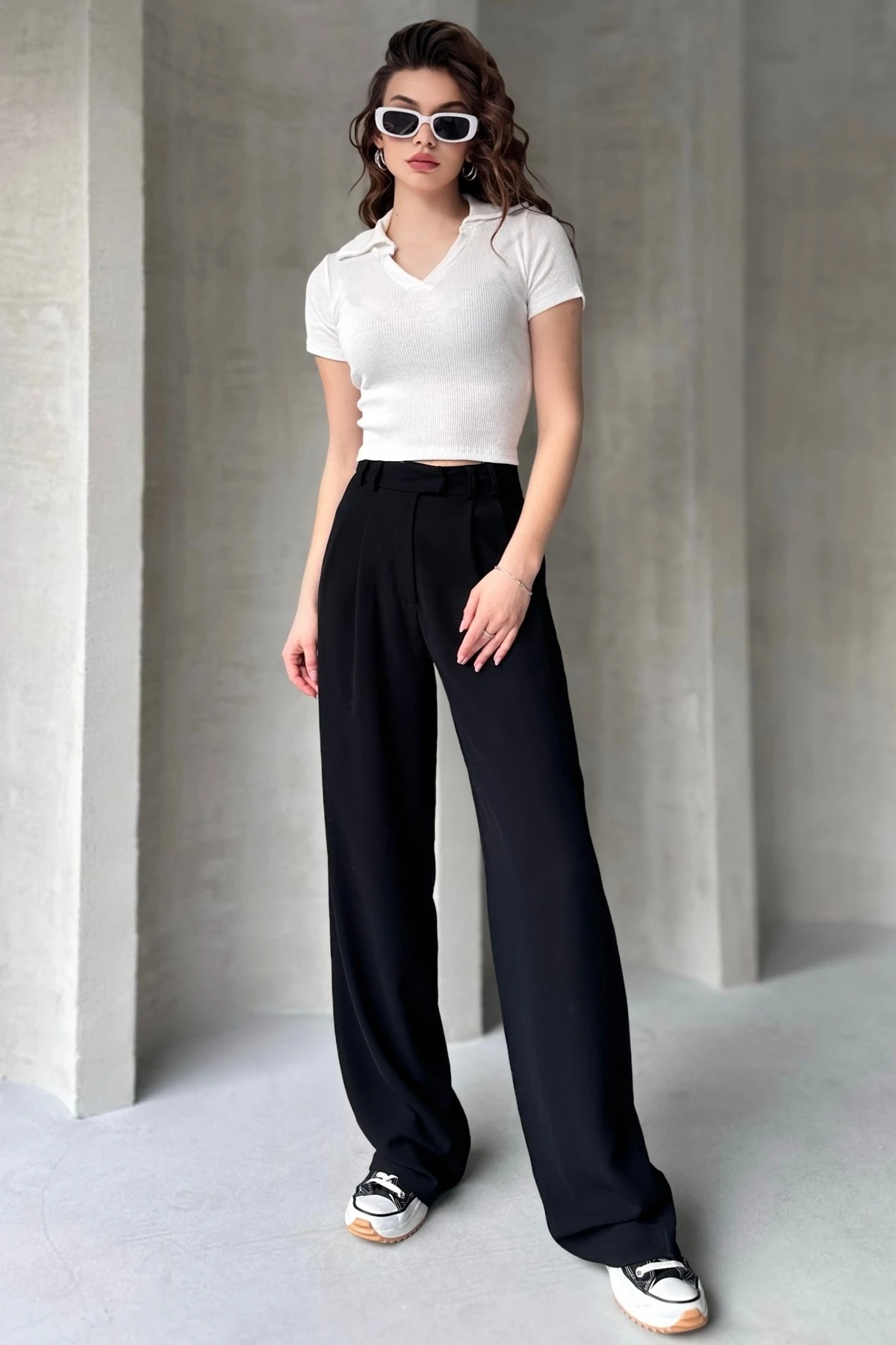 POLO YAKA KAŞKORSE KISA KOL CROP BODY