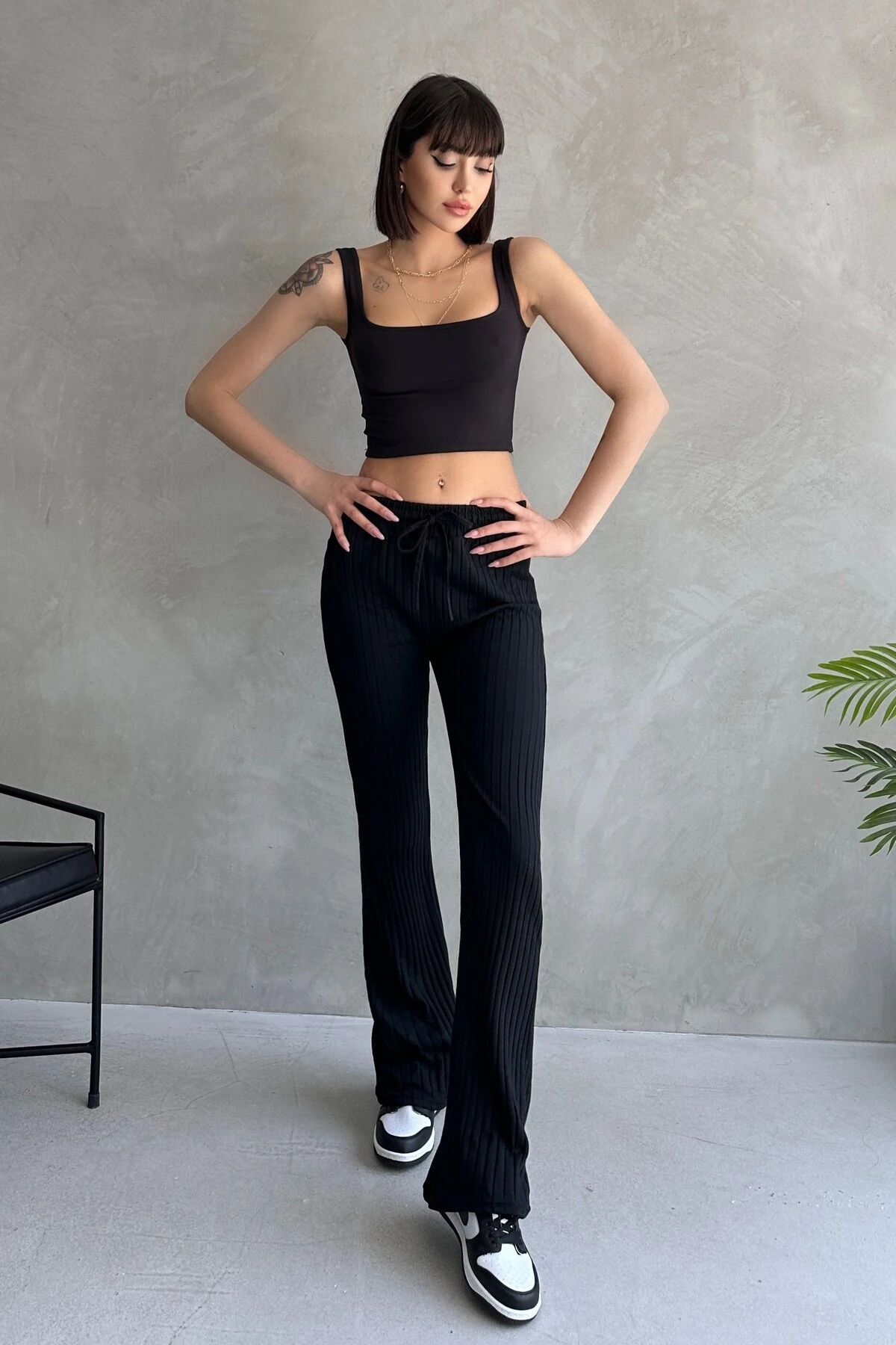 PALAZZO SALAŞ DÖKÜMLÜ FİTİLLİ PANTOLON