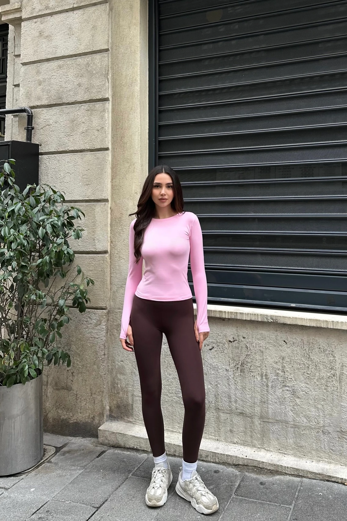 ACTİVEE MODAL KUMAŞ PARMAK GEÇİRMELİ TAKIM - Pembe - Kahve