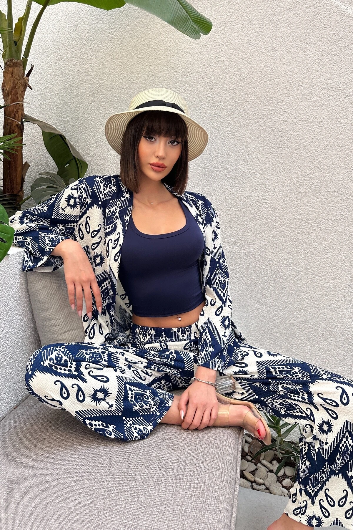 DESENLİ BÜRÜMCÜK KİMONO TAKIM