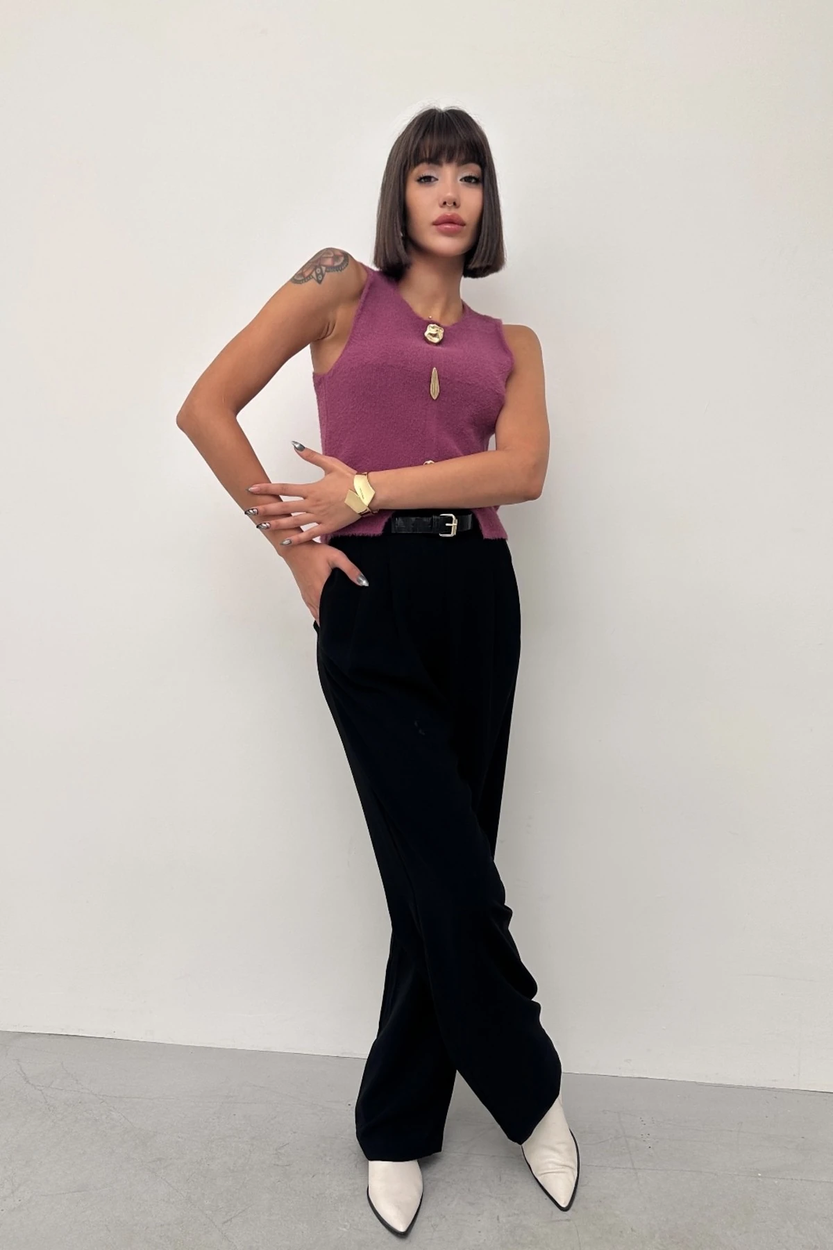 MONE GOLD DÜĞME DETAYLI TRİKO SÜVETER