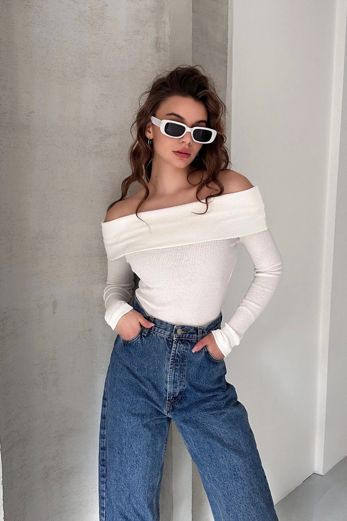 MADONNA YAKA KAŞKORSE BLUZ - ekru