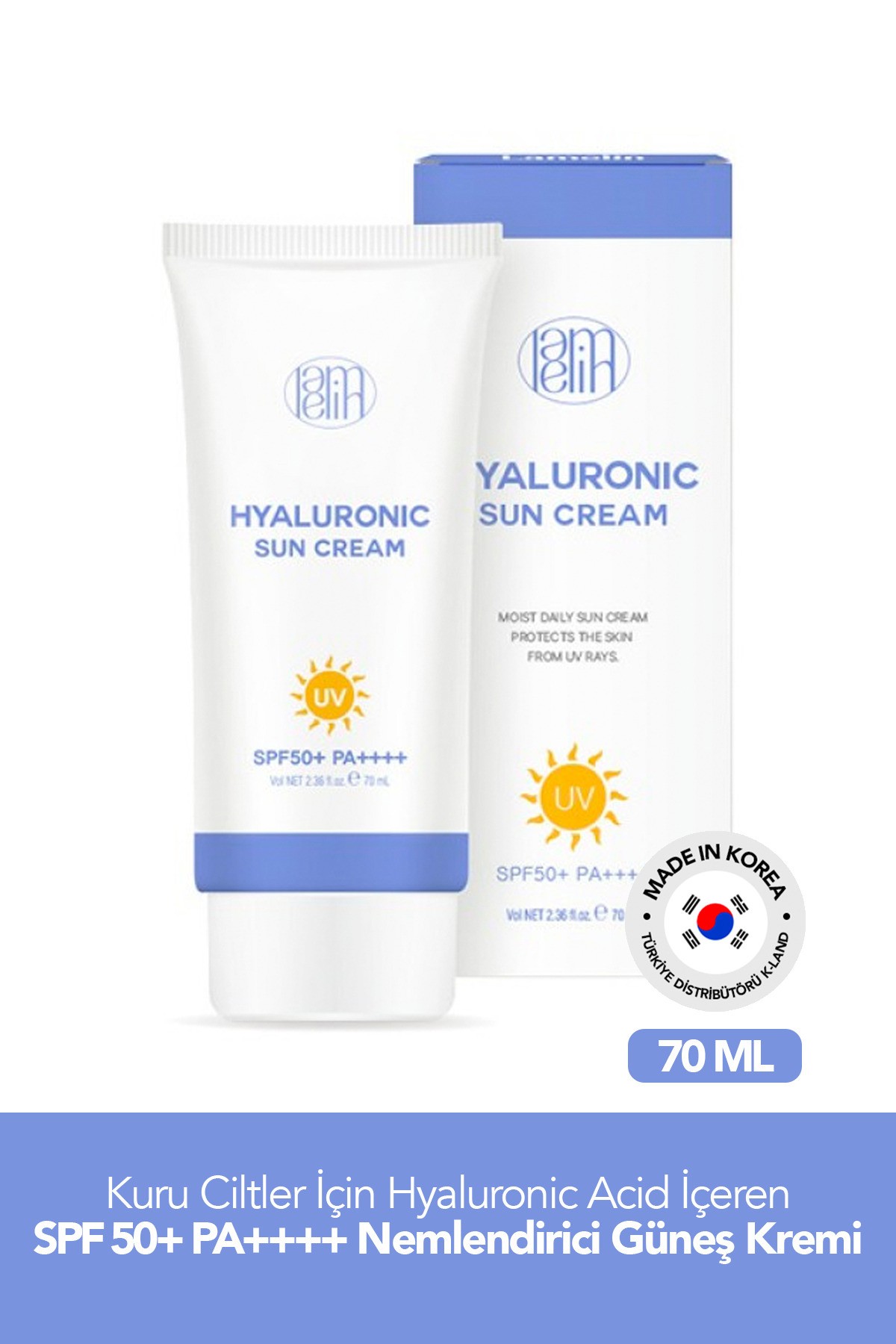 Hyaluronic Acid İçeren Nemlendirici Güneş Kremi Lamelin Hyaluronic Sun Cream Büyük Boy 70ml