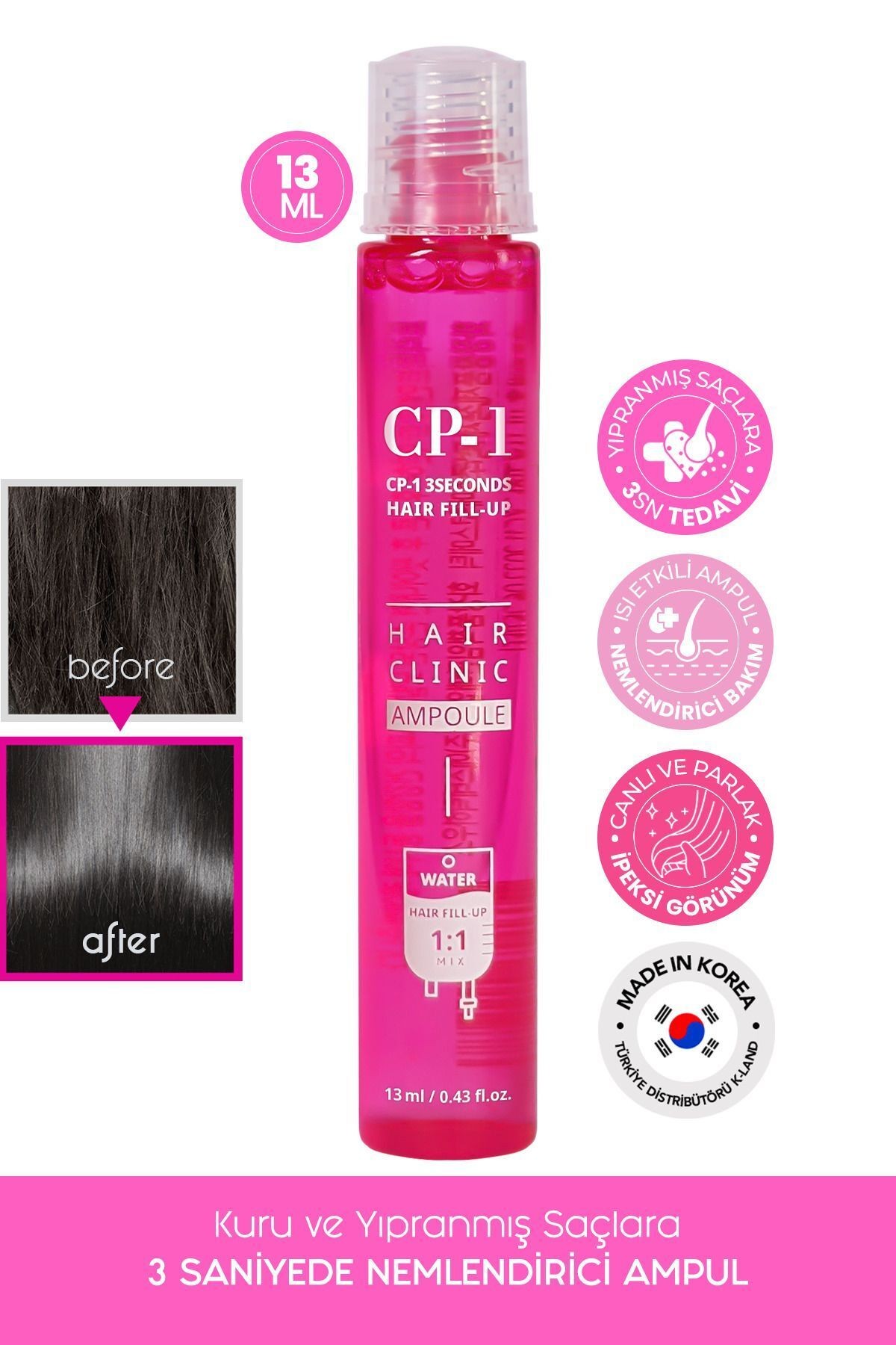 Cp-1 Keratin Seramid Ve Kolajen Içeren 3 Saniyede Bakım Saç Dolgu Serumu Hair Clinic Ampoule Fill Up