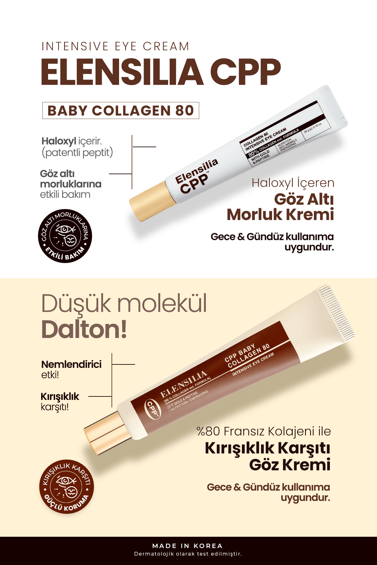 4 Haftada Etkili %80 Fransız Kolajeni Kırışıklık Karşıtı ELENSILIA CPP Baby Collagen Göz Kremi 30 ML