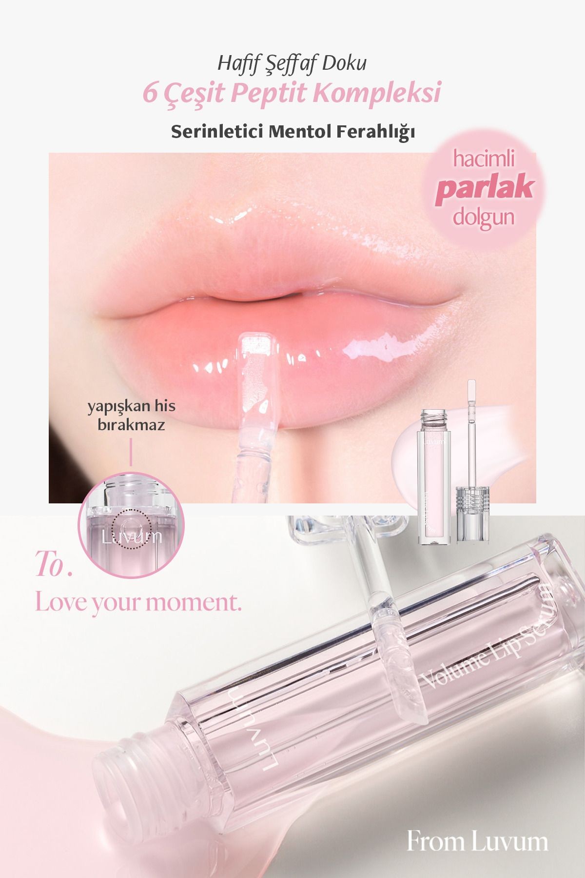 Bakuchiol İçeren Dolgunlaştırıcı, Kırışıklık Bakımı Sağlayan LUVUM Dudak Serumu Parlatıcı Lip Serum