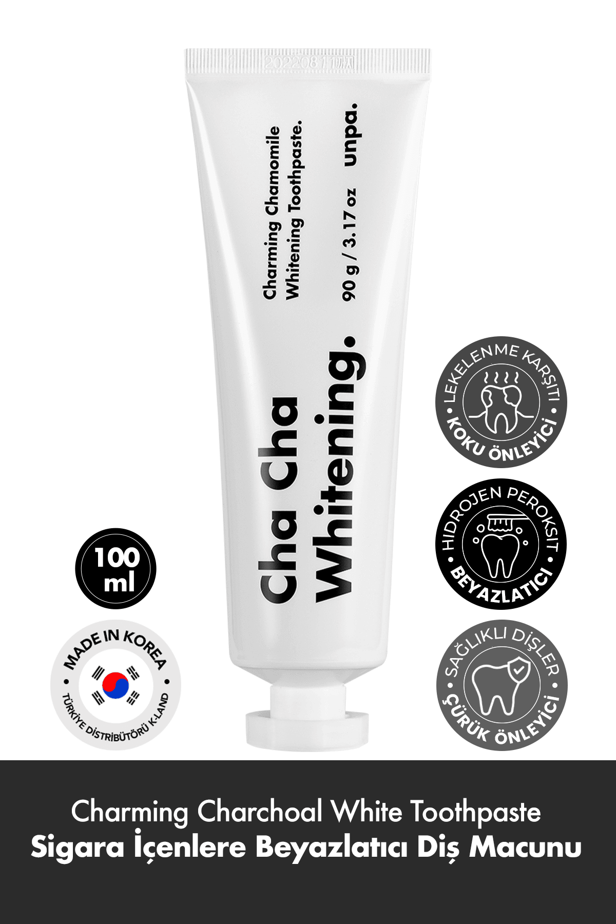 Kahve ve Sigara İçenler İçin Kore Beyazlatıcı Vegan Diş Macunu UNPA Cha Cha White Toothpaste