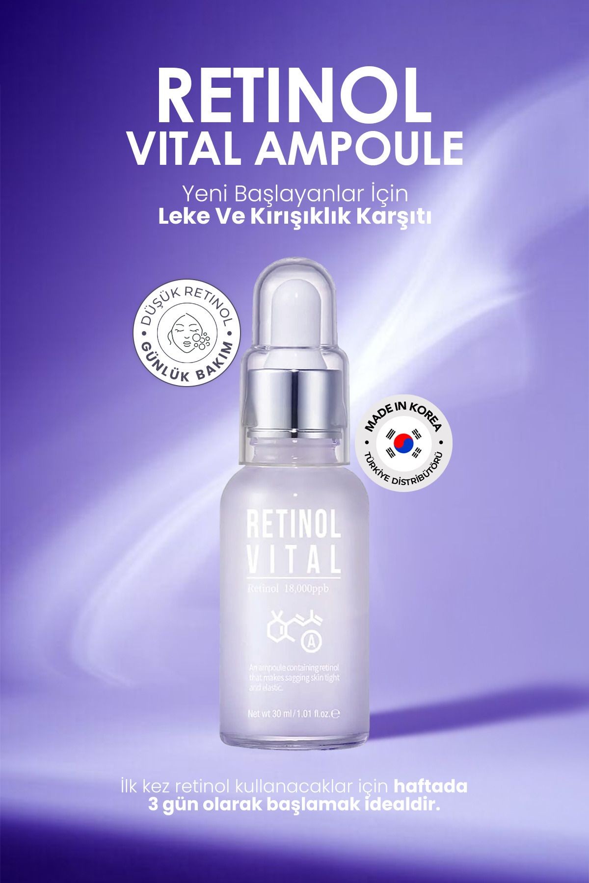 Retinol Serum Yeni Başlayanlar Için Leke Ve Kırışıklık Karşıtı Retinol Vital Ampoule 30ml