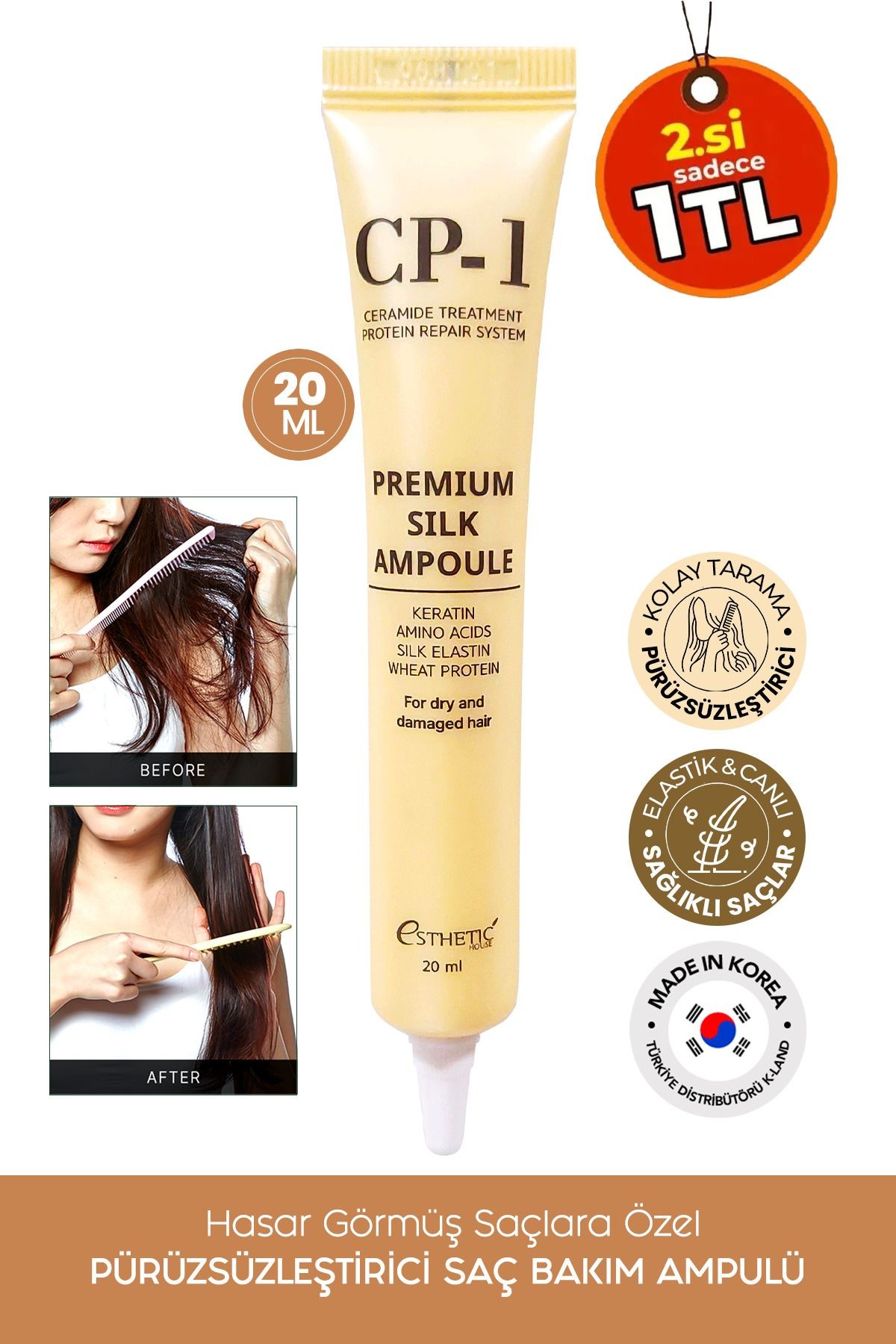 CP-1 Hasar Görmüş Saçlara Özel Pürüzsüzleştirici Keratin ve Amino Asit İçeren Saç Bakım Ampulü 20 ML