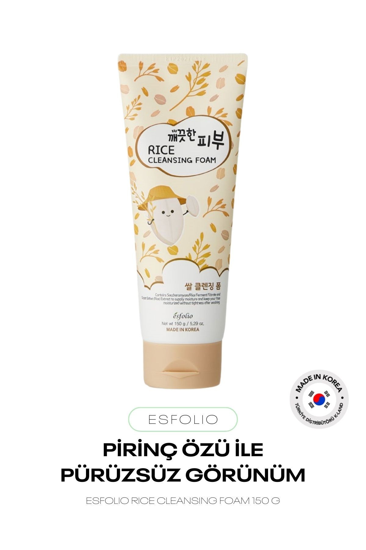 Aydınlık Görünüm Pirinç İçeren Kore Temizleme Köpüğü Esfolio Korean Rice Cleansing Foam